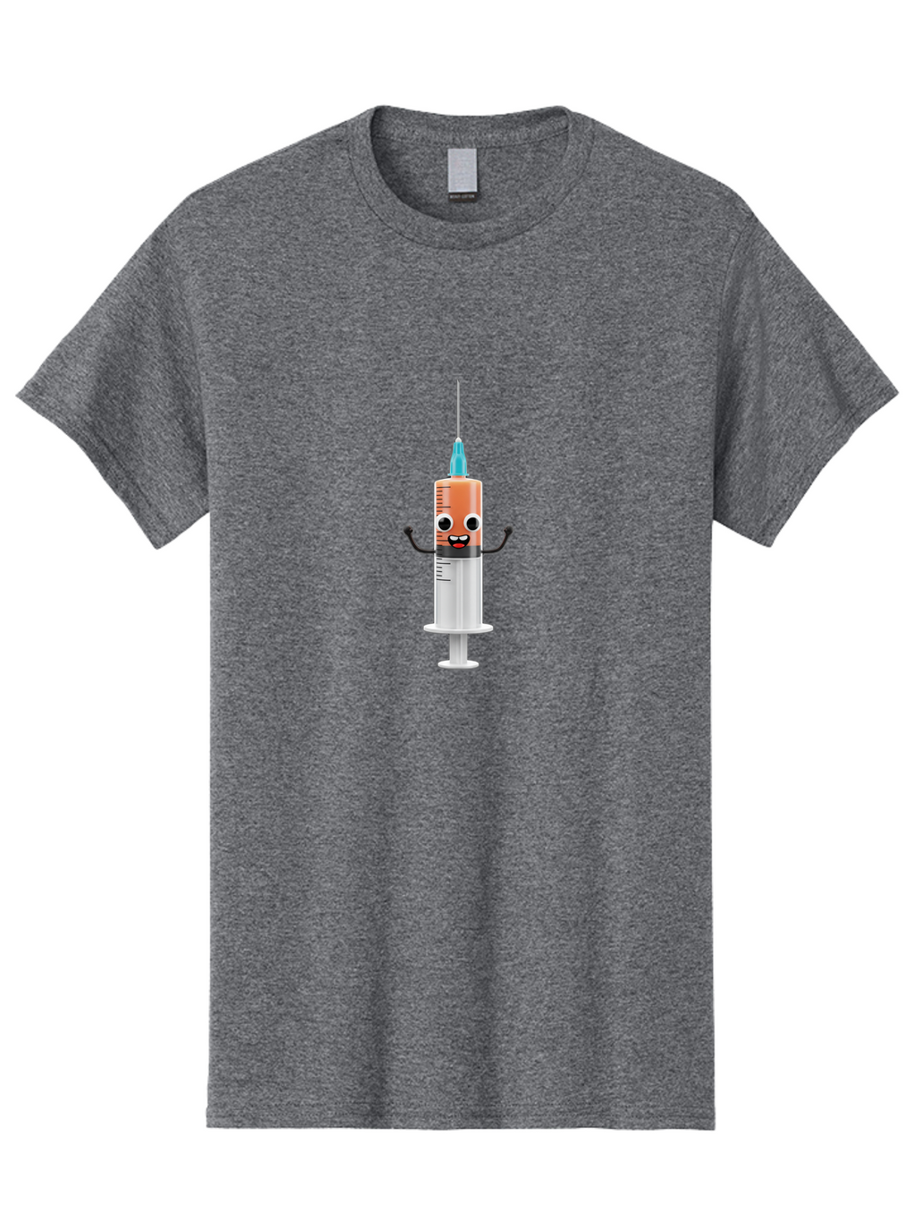 Syringe-Cartoon-Character Men'S Graphic Tee, 100% Cotton, Comfortable Casual Summer Wear, Machine Washable, Syringe Character, Vaccination, Medical Symbol, Cartoon Character, Funny Syringe, Immunization, Vaccine Representation, Health Care Bab484