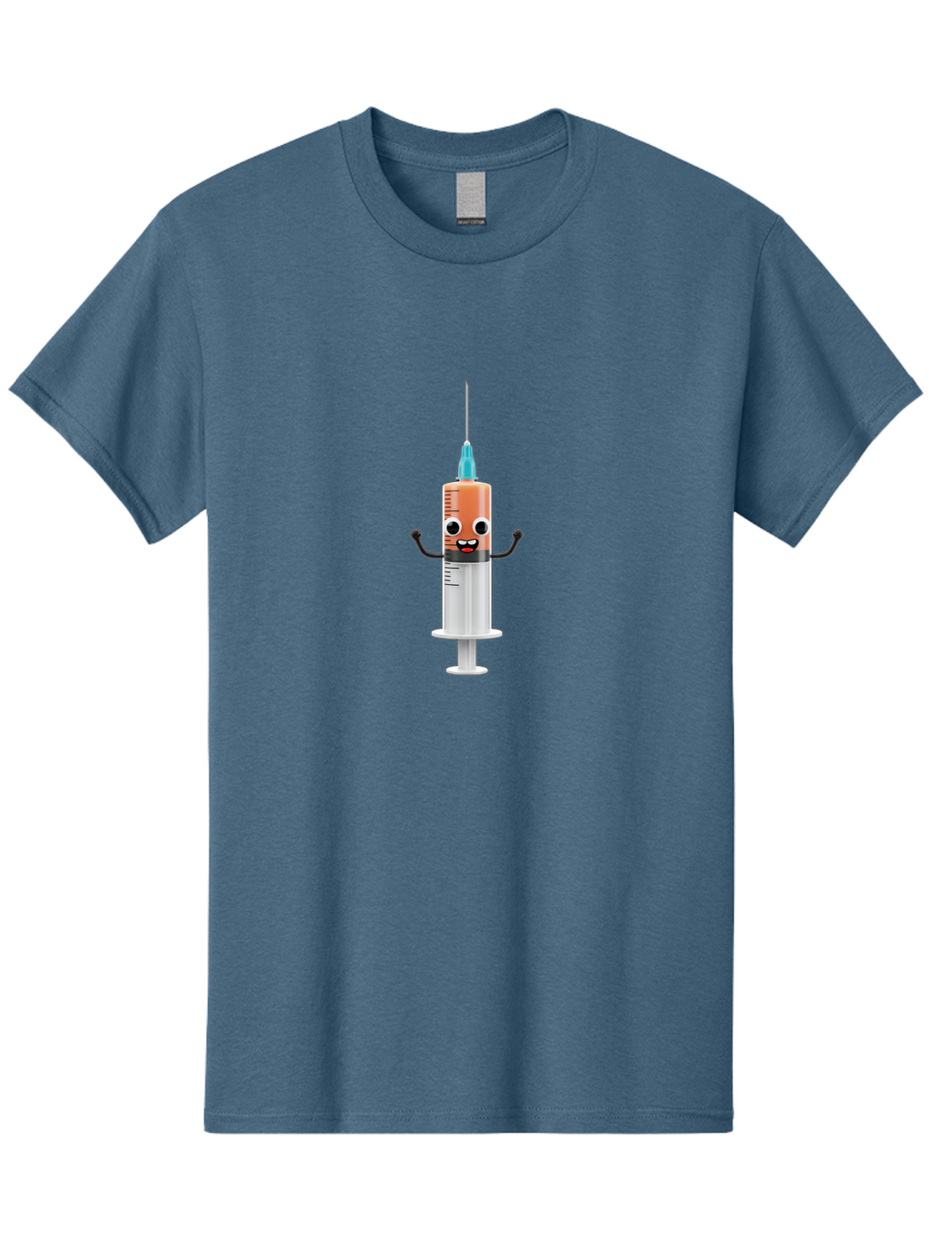 Syringe-Cartoon-Character Men'S Graphic Tee, 100% Cotton, Comfortable Casual Summer Wear, Machine Washable, Syringe Character, Vaccination, Medical Symbol, Cartoon Character, Funny Syringe, Immunization, Vaccine Representation, Health Care Bab484