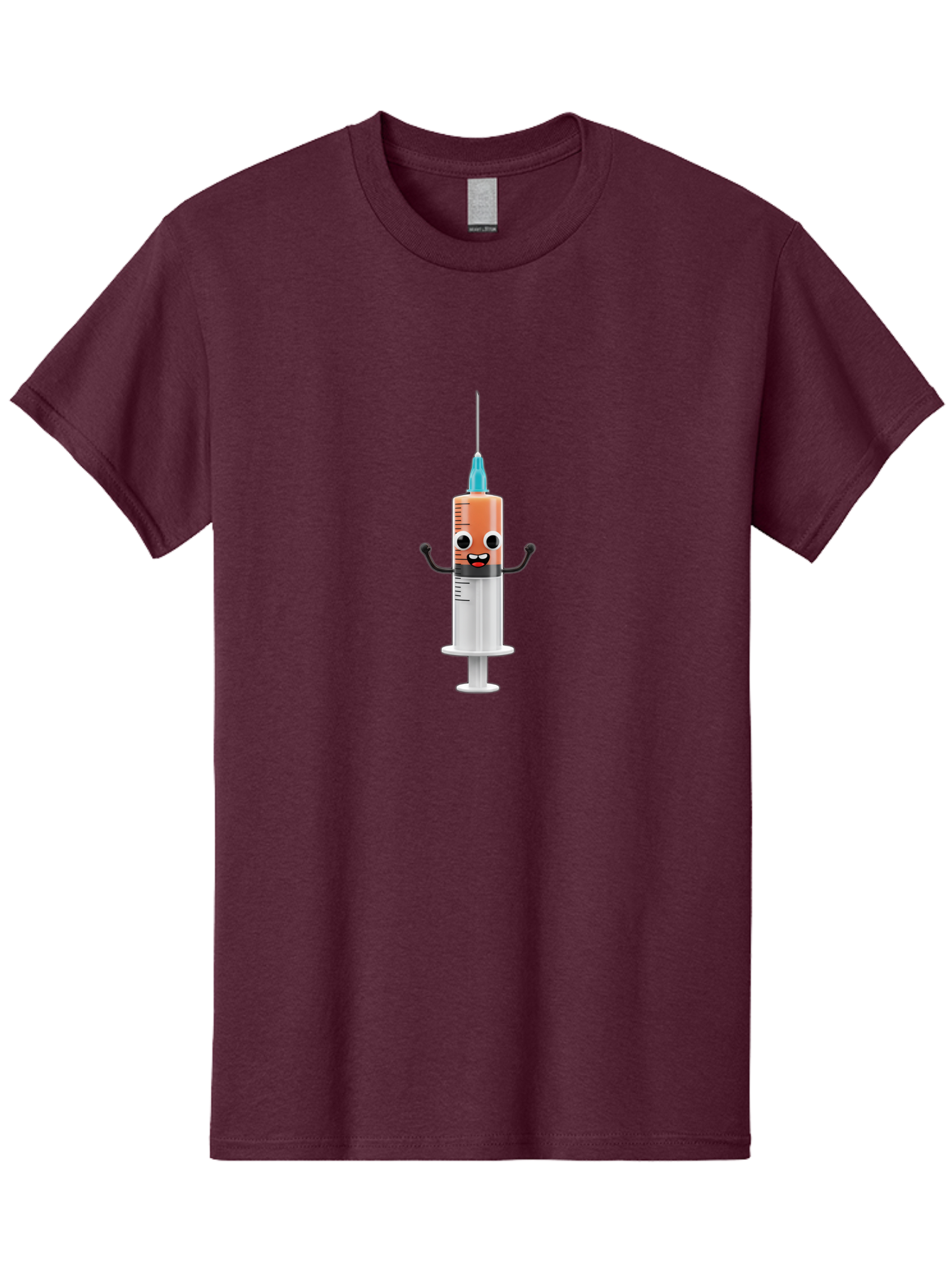 Syringe-Cartoon-Character Men'S Graphic Tee, 100% Cotton, Comfortable Casual Summer Wear, Machine Washable, Syringe Character, Vaccination, Medical Symbol, Cartoon Character, Funny Syringe, Immunization, Vaccine Representation, Health Care Bab484