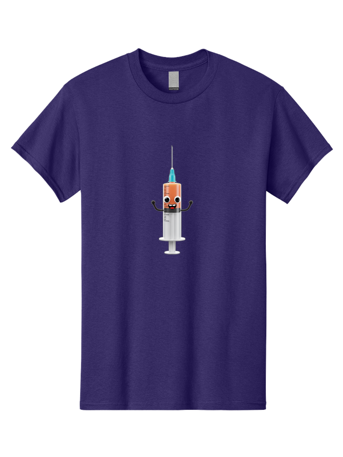 Syringe-Cartoon-Character Men'S Graphic Tee, 100% Cotton, Comfortable Casual Summer Wear, Machine Washable, Syringe Character, Vaccination, Medical Symbol, Cartoon Character, Funny Syringe, Immunization, Vaccine Representation, Health Care Bab484