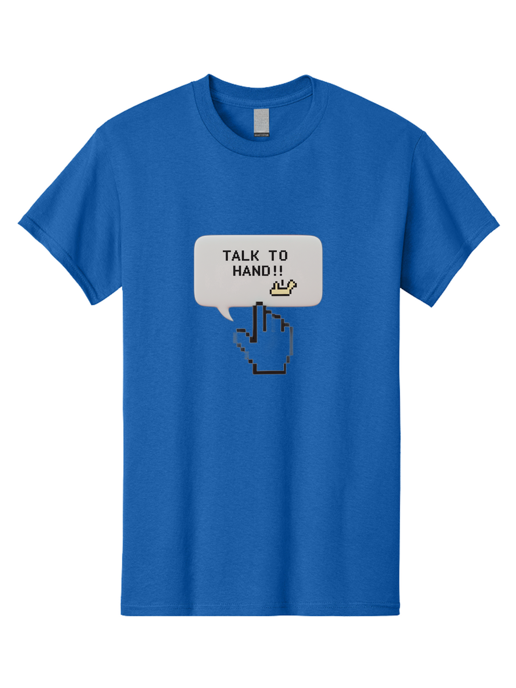 Talk-To-Hand Men'S Graphic Tee, 100% Cotton, Comfortable Casual Summer Wear, Machine Washable, Talk To Hand, Pixel Art, Greeting Card, Waving Hand, User Interface, Retro Style, Chat Bubble, Hand Icon, Hand Gesture, 90S Nostalgia Bab489