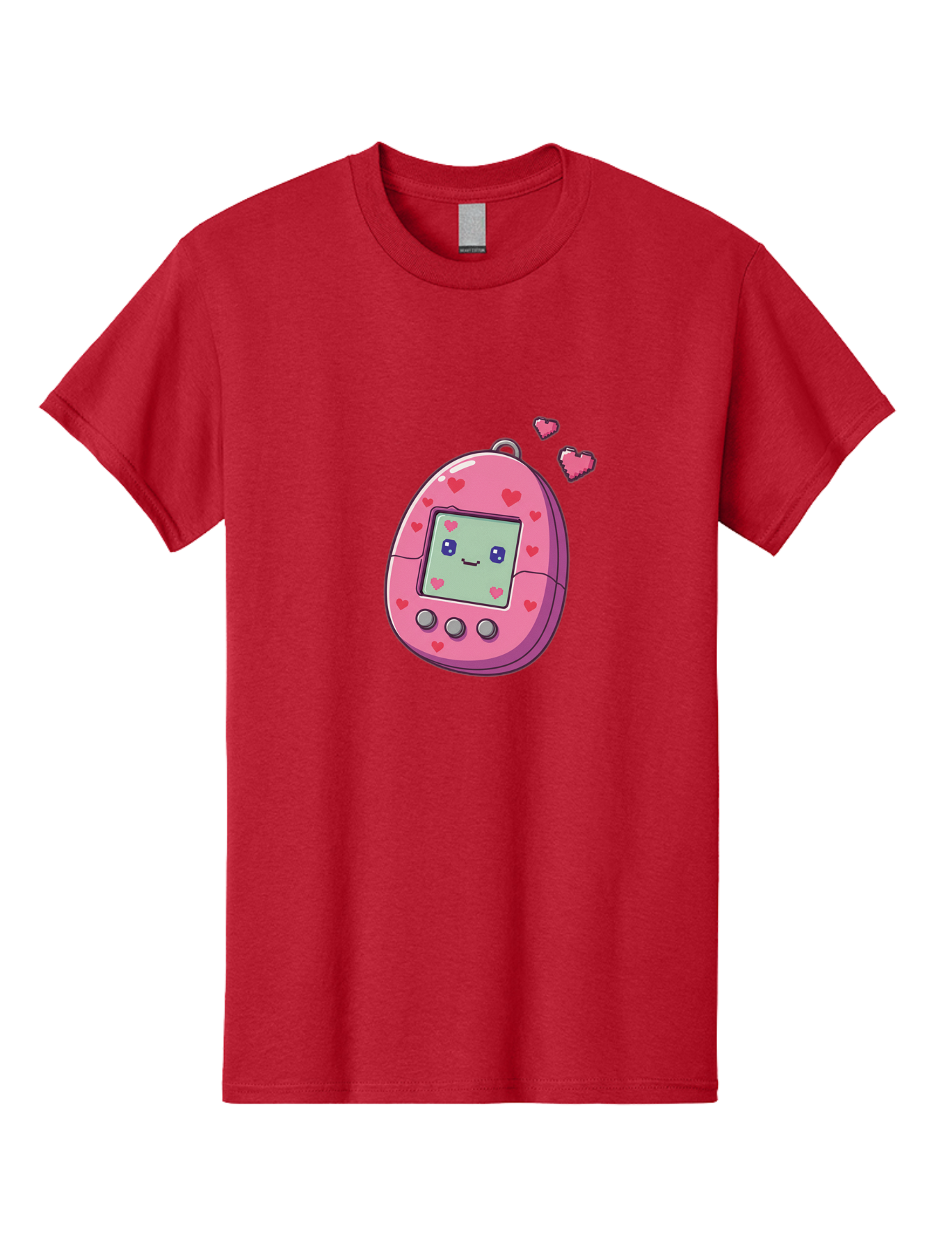 Tamagotchi-1 Men'S Graphic Tee, 100% Cotton, Comfortable Casual Summer Wear, Machine Washable, Pink Digital Pet, Heart Designs, Cute Character, Cartoon Style, Nostalgic Toy, Retro Gaming, 90S Kids, Digital Creature Bab490