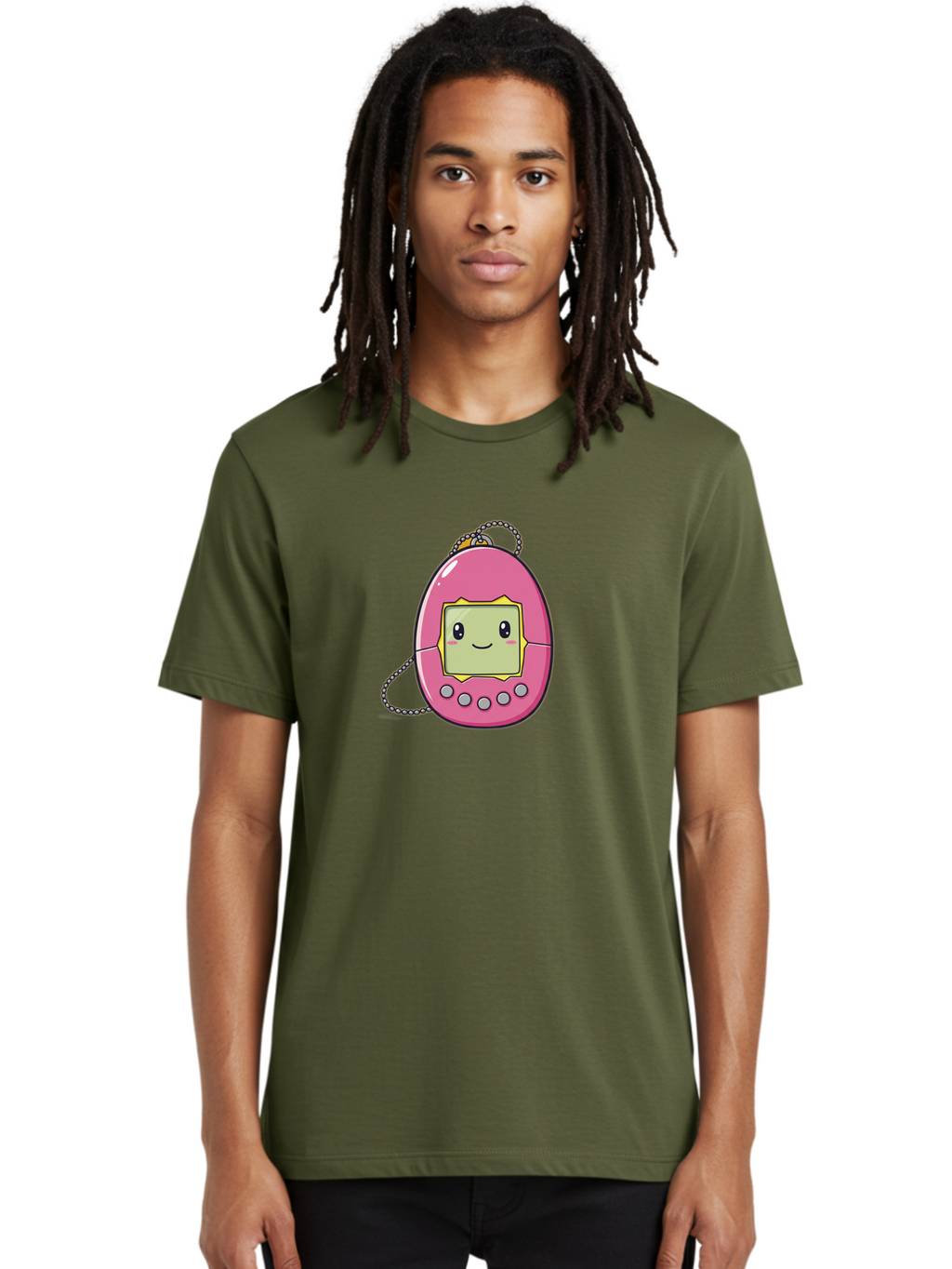 Tamagotchi-14 Men'S Graphic Tee, 100% Cotton, Comfortable Casual Summer Wear, Machine Washable, Digital Pet, Pink Tamagotchi, Cartoon Character, Cute Design, Retro Toy, Nostalgic, Kawaii, Handheld Game, Fun, Entertainment, 90S Kids, Bab495