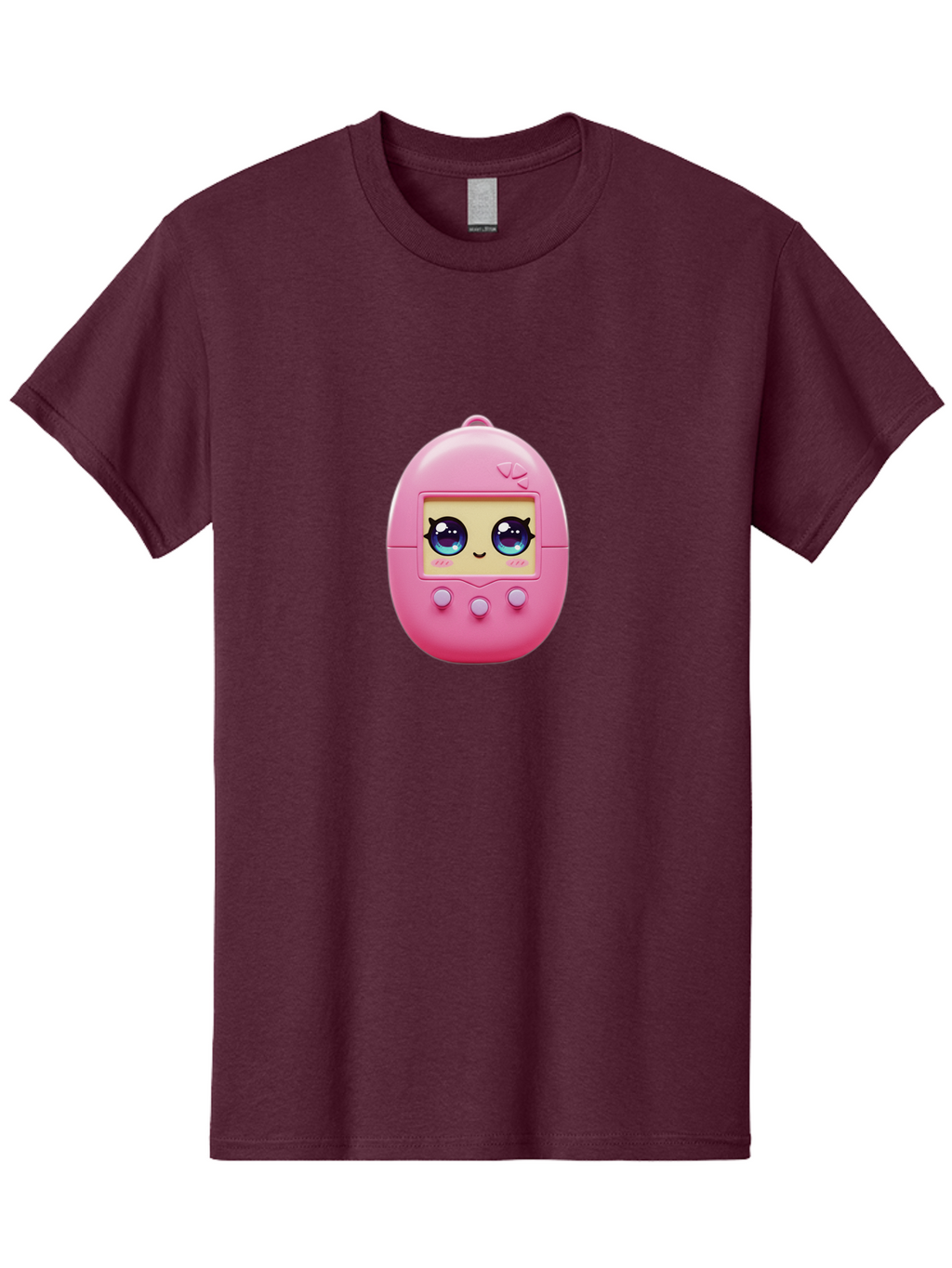 Tamagotchi-6 Men'S Graphic Tee, 100% Cotton, Comfortable Casual Summer Wear, Machine Washable, Pink Digital Pet, Cartoon Eyes, Kawaii Character, Nostalgia, Retro Gaming, Digital Creature Bab500