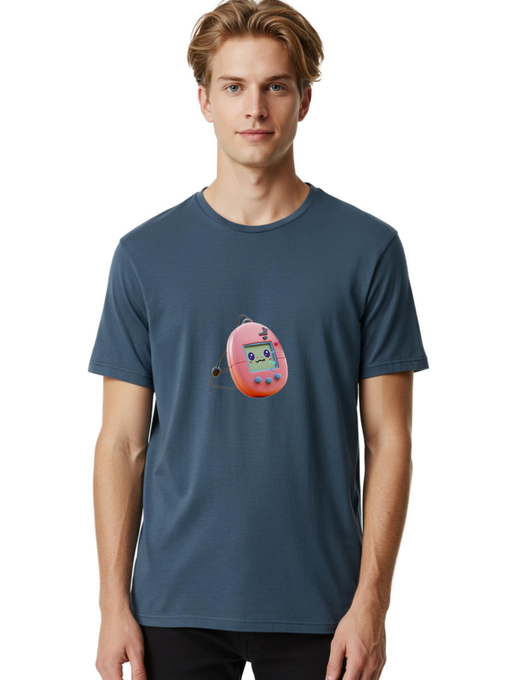 Tamagotchi-7 Men'S Graphic Tee, 100% Cotton, Comfortable Casual Summer Wear, Machine Washable, Retro Toy, Digital Pet, Pink Color, Cartoon Character, 90S Nostalgia, Handheld Game, Childrens Entertainment, Nostalgic Feelings, Fun Device Bab501