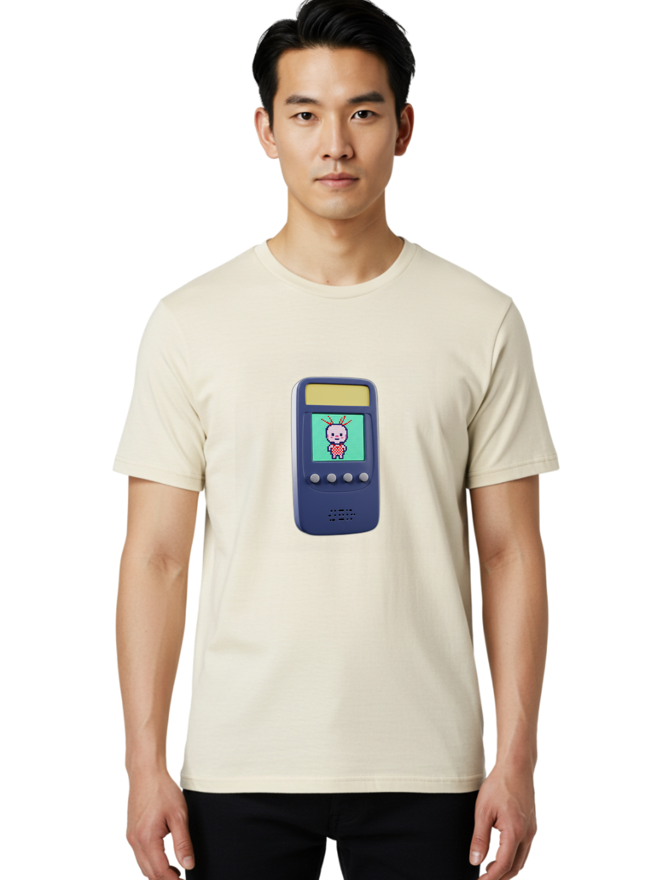 Tamagotchi Men'S Graphic Tee, 100% Cotton, Comfortable Casual Summer Wear, Machine Washable, Retro Digital Pet, Pixel Art, Vintage Toy, Nostalgic Technology, Handheld Game, Digital Creature, 90S Nostalgia Bab505