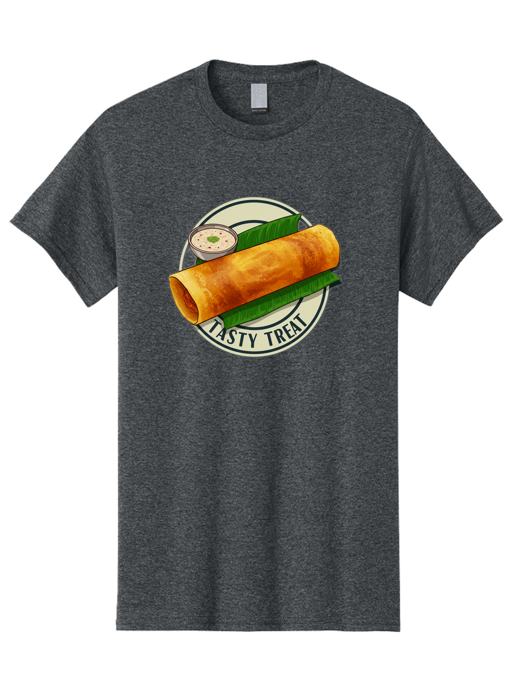 Tasty-Treat-1 Men'S Graphic Tee, 100% Cotton, Comfortable Casual Summer Wear, Machine Washable, South Indian Cuisine, Dosa, Crepe, Chutney, Traditional Indian Food, Tasty Dosa, Indian Crepe, Fermented Rice And Lentil Batter, Crispy Dosa, Bab508