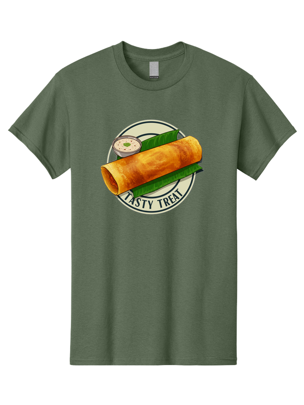 Tasty-Treat-1 Men'S Graphic Tee, 100% Cotton, Comfortable Casual Summer Wear, Machine Washable, South Indian Cuisine, Dosa, Crepe, Chutney, Traditional Indian Food, Tasty Dosa, Indian Crepe, Fermented Rice And Lentil Batter, Crispy Dosa, Bab508