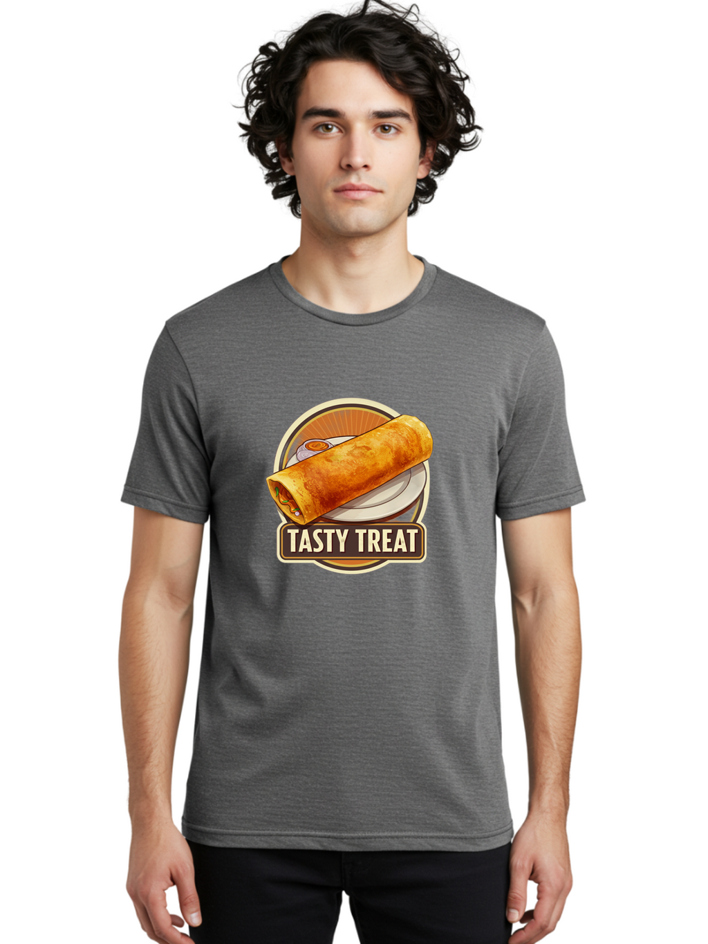 Tasty-Treat-10 Men'S Graphic Tee, 100% Cotton, Comfortable Casual Summer Wear, Machine Washable, Crispy Dosa, Savory Crepe, Indian Cuisine, Street Food, Tasty Treat, Foodie Delight, Authentic Flavors, Cultural Heritage Bab509