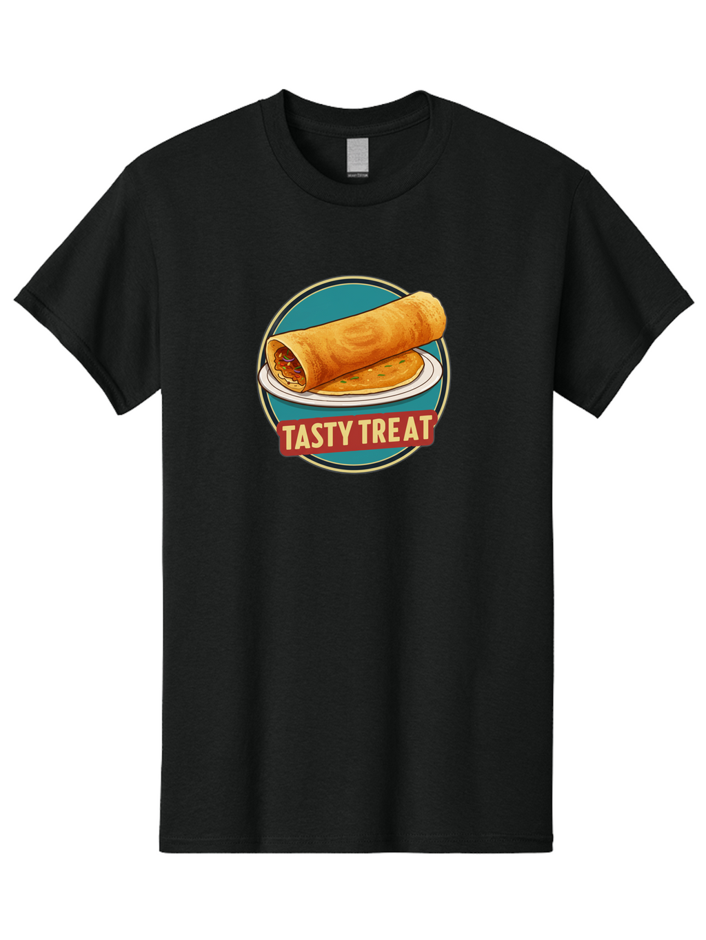 Tasty-Treat-11 Men'S Graphic Tee, 100% Cotton, Comfortable Casual Summer Wear, Machine Washable, Rolled Dosa, Savory Crepe, Indian Cuisine, South Asian Food, Tasty Treat, Dosa On A Plate, Delicious Meal, Spicy Filling Bab510