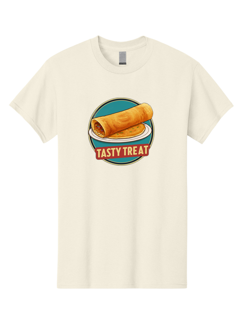 Tasty-Treat-11 Men'S Graphic Tee, 100% Cotton, Comfortable Casual Summer Wear, Machine Washable, Rolled Dosa, Savory Crepe, Indian Cuisine, South Asian Food, Tasty Treat, Dosa On A Plate, Delicious Meal, Spicy Filling Bab510