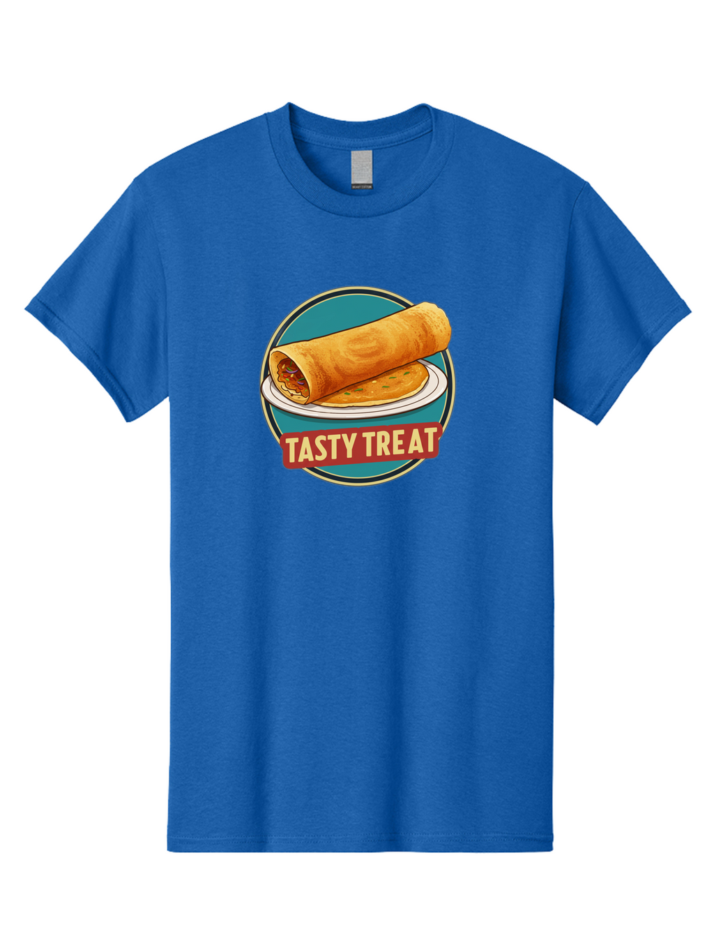 Tasty-Treat-11 Men'S Graphic Tee, 100% Cotton, Comfortable Casual Summer Wear, Machine Washable, Rolled Dosa, Savory Crepe, Indian Cuisine, South Asian Food, Tasty Treat, Dosa On A Plate, Delicious Meal, Spicy Filling Bab510