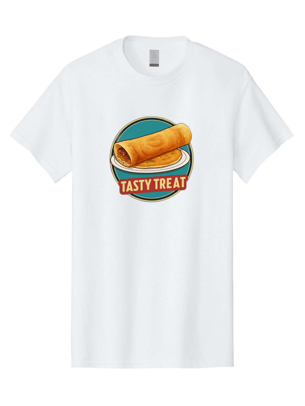 Tasty-Treat-11 Men'S Graphic Tee, 100% Cotton, Comfortable Casual Summer Wear, Machine Washable, Rolled Dosa, Savory Crepe, Indian Cuisine, South Asian Food, Tasty Treat, Dosa On A Plate, Delicious Meal, Spicy Filling Bab510