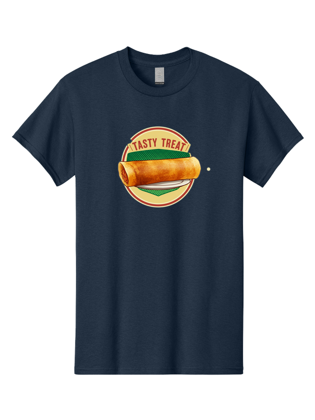 Tasty-Treat-3 Men'S Graphic Tee, 100% Cotton, Comfortable Casual Summer Wear, Machine Washable, Spring Roll On Plate, Tasty Treat, Savory Delight, Golden Brown, Crispy Texture, Delicious Snack, Finger Food, Appetizing Bab512