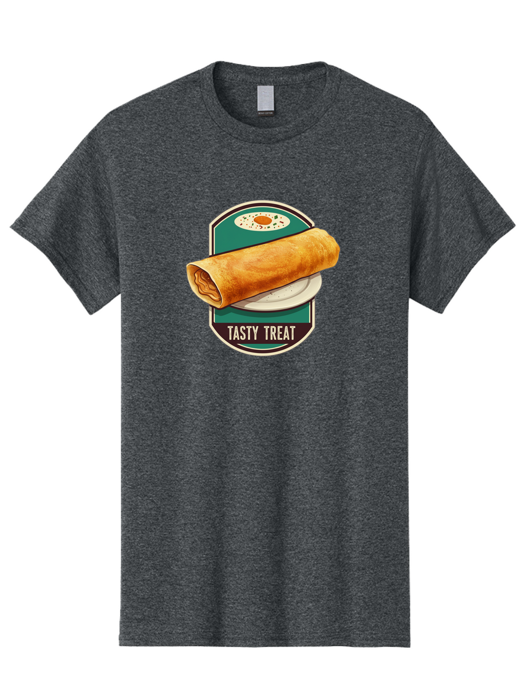 Tasty-Treat-6 Men'S Graphic Tee, 100% Cotton, Comfortable Casual Summer Wear, Machine Washable, Rolled Dosa, Indian Cuisine, Tasty Treat, Dosa On A Plate, South Indian Food, Traditional Dish, Savory Crepe, Street Food, Authentic Flavors, Bab515