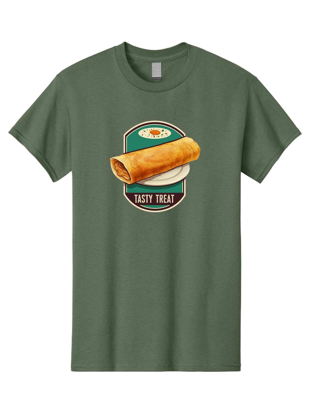 Tasty-Treat-6 Men'S Graphic Tee, 100% Cotton, Comfortable Casual Summer Wear, Machine Washable, Rolled Dosa, Indian Cuisine, Tasty Treat, Dosa On A Plate, South Indian Food, Traditional Dish, Savory Crepe, Street Food, Authentic Flavors, Bab515