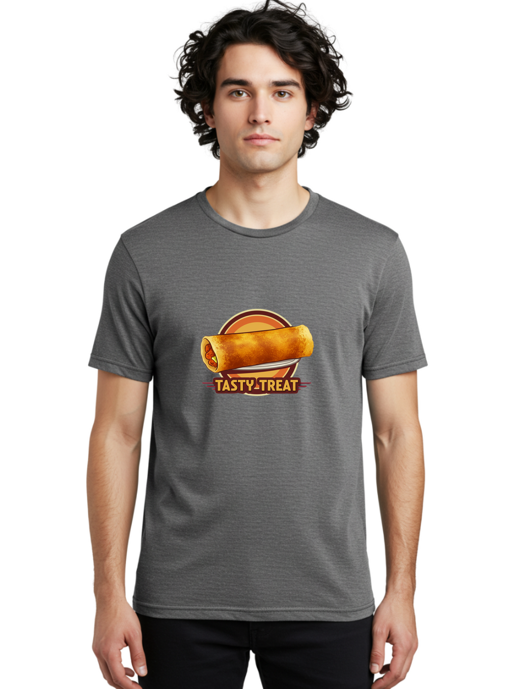 Tasty-Treat-7 Men'S Graphic Tee, 100% Cotton, Comfortable Casual Summer Wear, Machine Washable, Delicious Spring Roll, Tasty Filling, Savory Snack, Crispy Texture, Appetizing Dish, Finger Food, Meal On The Go, Street Food Style, Bab516