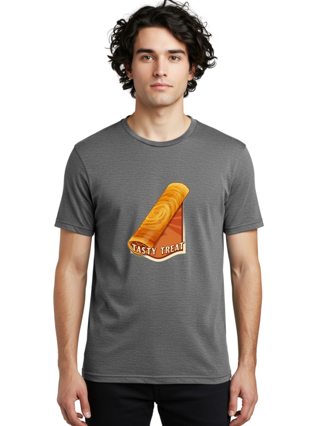 Tasty-Treat-8 Men'S Graphic Tee, 100% Cotton, Comfortable Casual Summer Wear, Machine Washable, Tasty Treat, Sweet Roll, Swirly Pastry, Golden Brown, Dessert, Snack, Treat, Sweet Tooth, Pastry Delight, Delicious Food Bab517