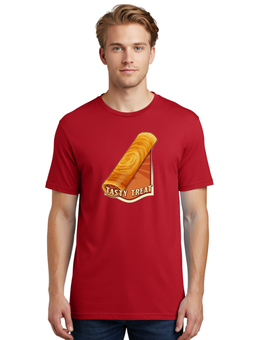 Tasty-Treat-8 Men'S Graphic Tee, 100% Cotton, Comfortable Casual Summer Wear, Machine Washable, Tasty Treat, Sweet Roll, Swirly Pastry, Golden Brown, Dessert, Snack, Treat, Sweet Tooth, Pastry Delight, Delicious Food Bab517