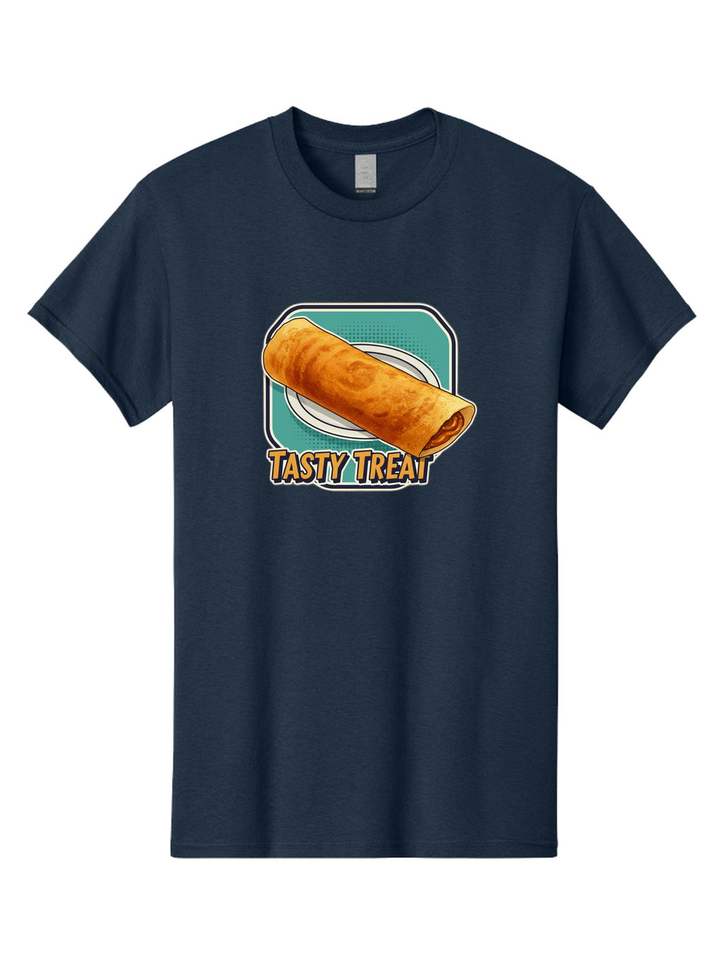 Tasty-Treat-9 Men'S Graphic Tee, 100% Cotton, Comfortable Casual Summer Wear, Machine Washable, Tasty Treat, Crepe On A Plate, Delicious Food, Savory Filling, Finger Food, Crepe, Rolled Pancake, Gourmet Snack Bab518