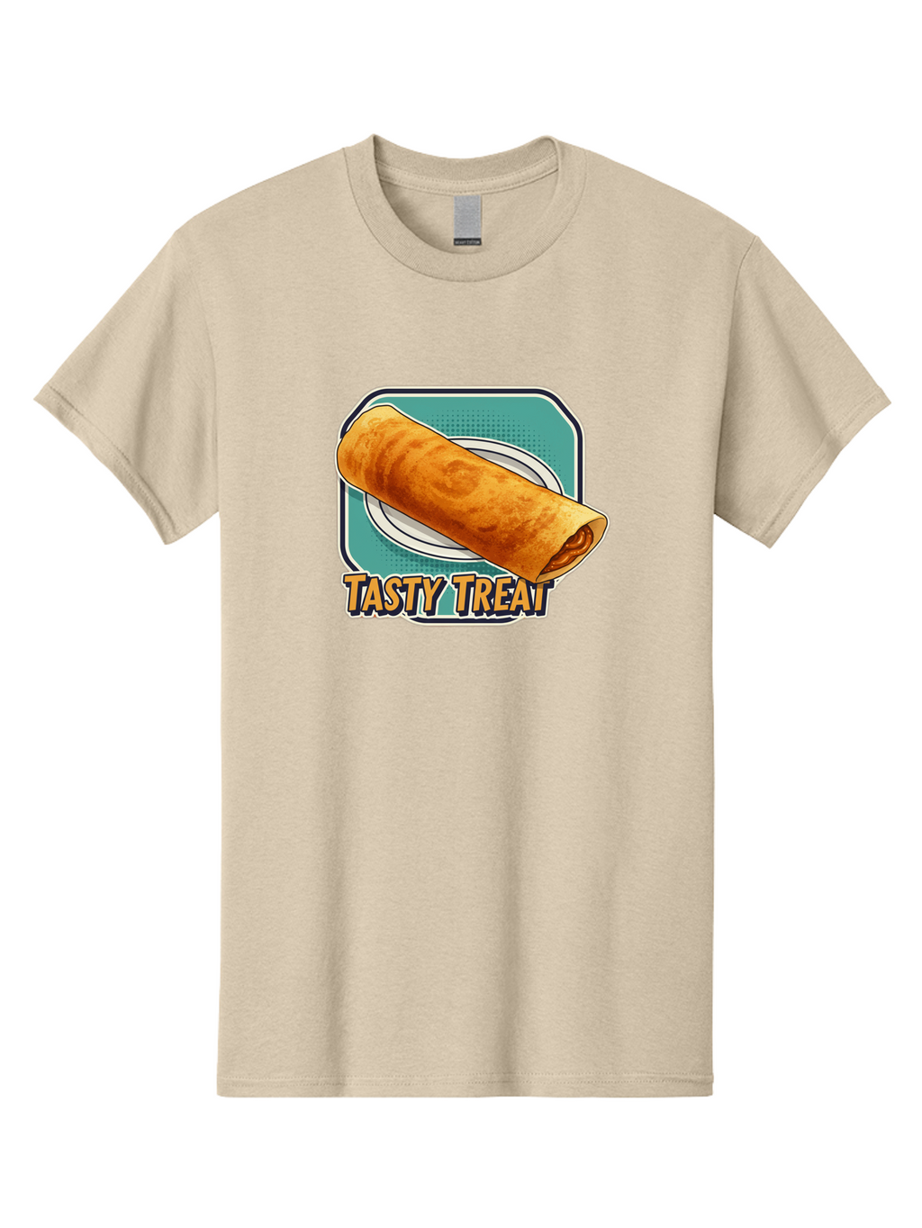 Tasty-Treat-9 Men'S Graphic Tee, 100% Cotton, Comfortable Casual Summer Wear, Machine Washable, Tasty Treat, Crepe On A Plate, Delicious Food, Savory Filling, Finger Food, Crepe, Rolled Pancake, Gourmet Snack Bab518