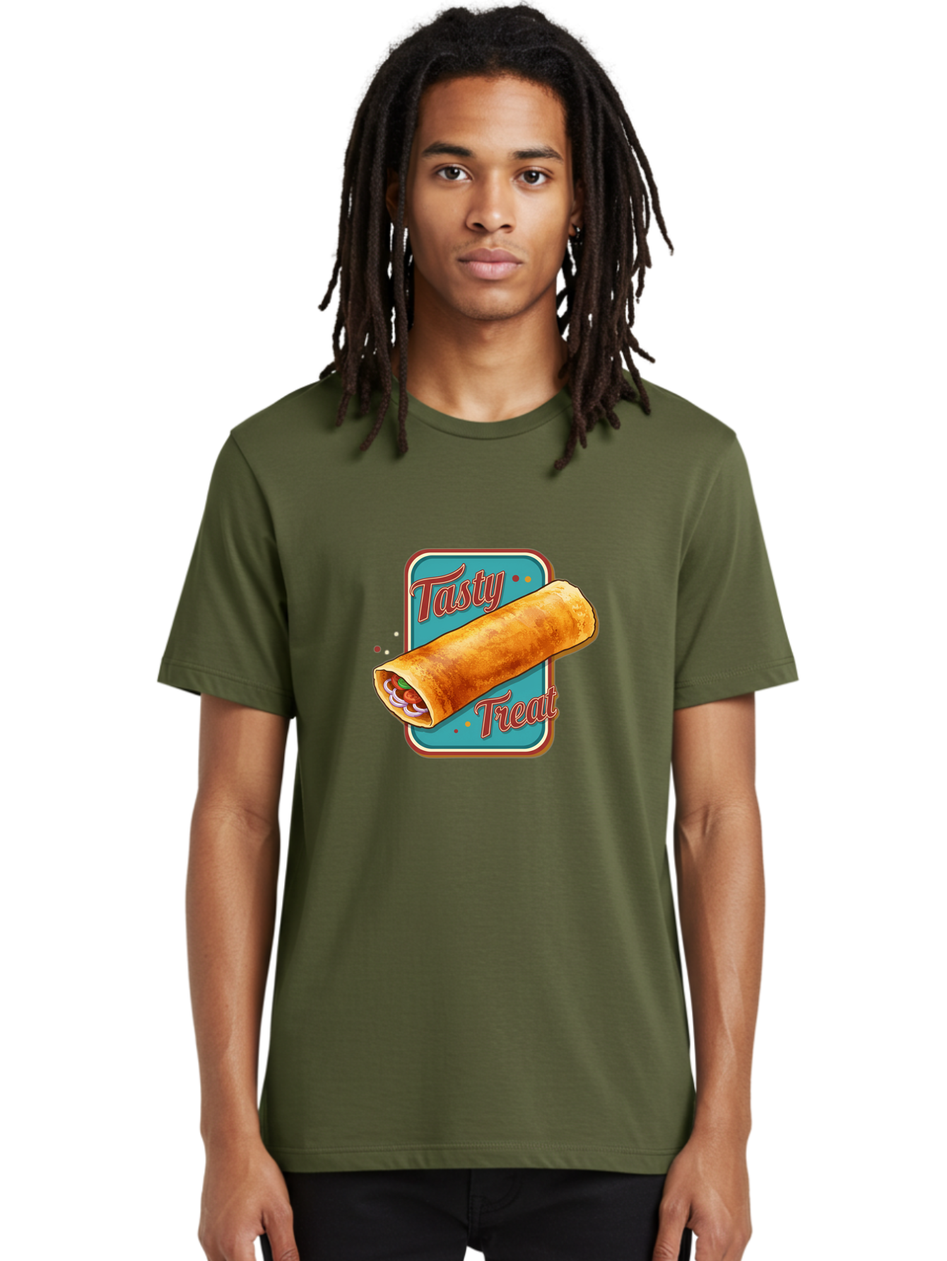 Tasty-Treat Men'S Graphic Tee, 100% Cotton, Comfortable Casual Summer Wear, Machine Washable, Crispy Spring Roll, Tasty Treat, Spring Roll, Delicious Filling, Mouth-Watering, Appetizing, Finger Food, Snack Time Bab519