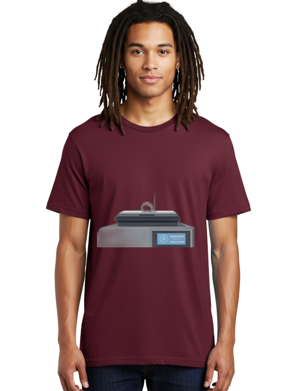 Tech-Device Men'S Graphic Tee, 100% Cotton, Comfortable Casual Summer Wear, Machine Washable, Smart Ring, Futuristic Technology, Digital Jewelry, Wearable Device, High-Tech Gadget, Sleek Design, Minimalist Style, Modern Accessory Bab524