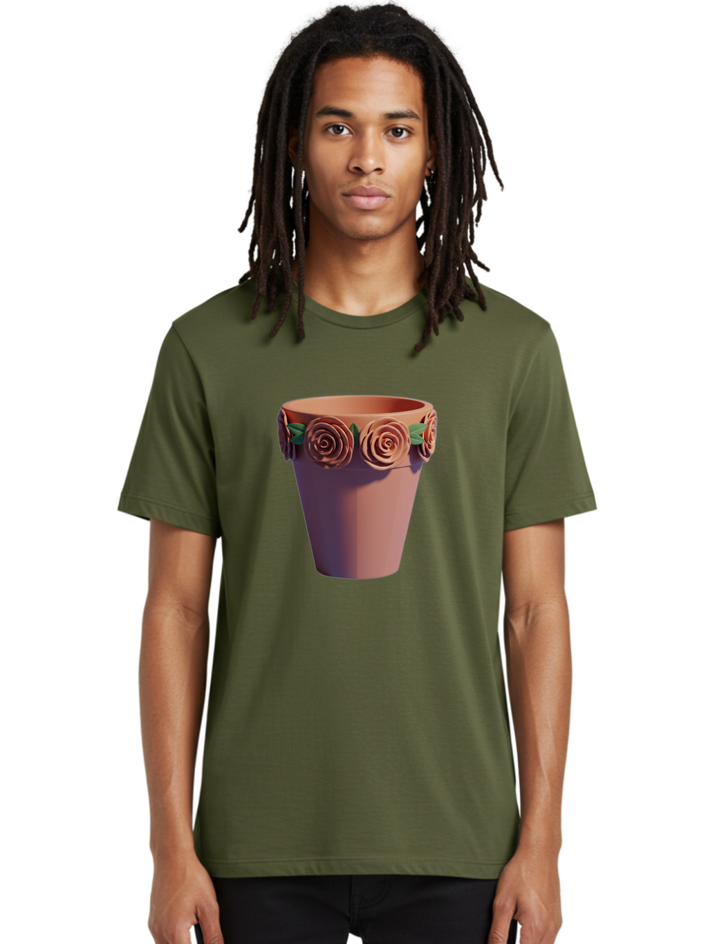 Terracotta-Pot Men'S Graphic Tee, 100% Cotton, Comfortable Casual Summer Wear, Machine Washable, Terracotta Pot, Flower Pot, Decorative Planter, Roses Decoration, Ceramic Vase, Home Decor, Gardening, Floral Arrangement Bab525