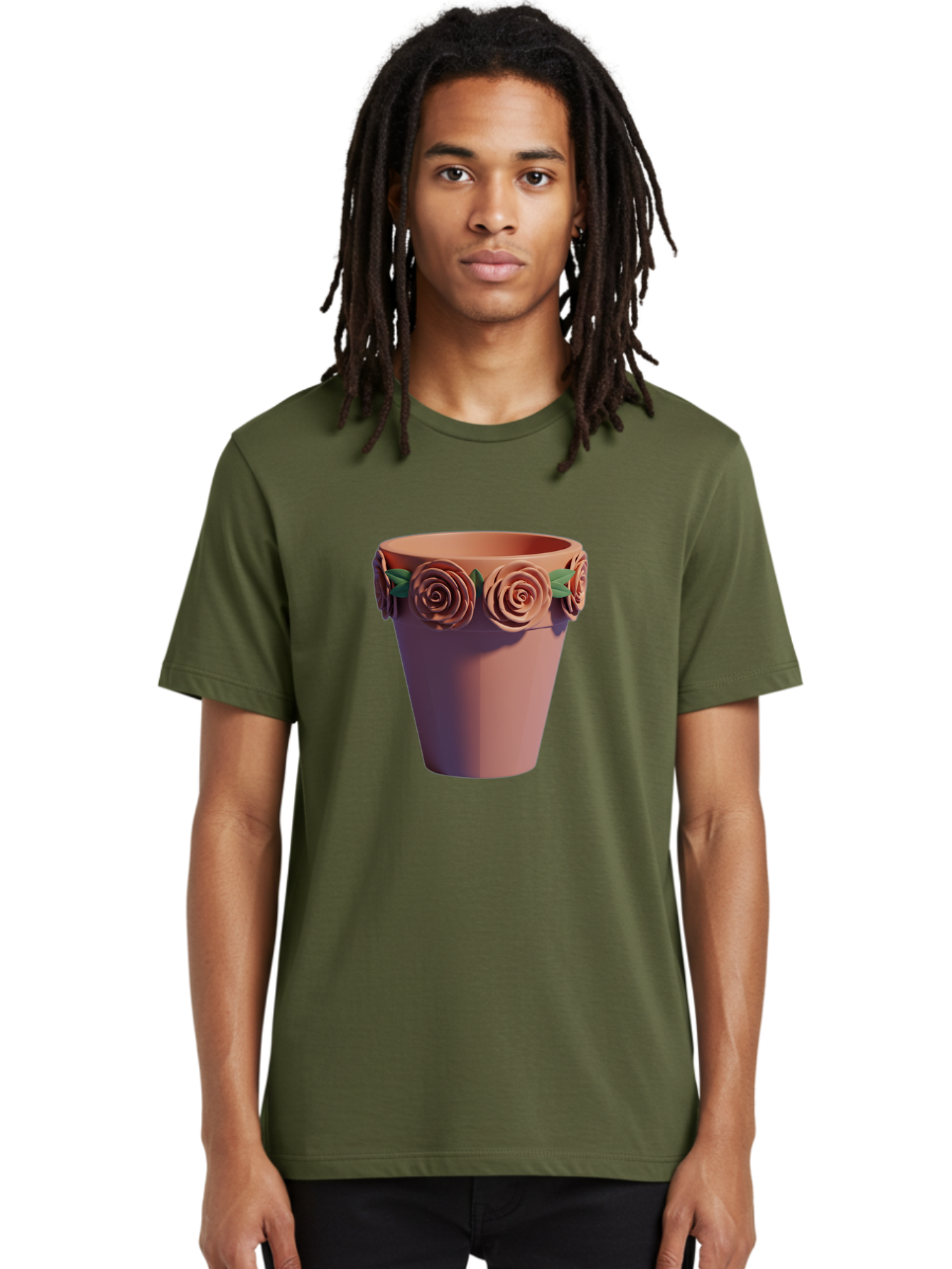 Terracotta-Pot Men'S Graphic Tee, 100% Cotton, Comfortable Casual Summer Wear, Machine Washable, Terracotta Pot, Flower Pot, Decorative Planter, Roses Decoration, Ceramic Vase, Home Decor, Gardening, Floral Arrangement Bab525