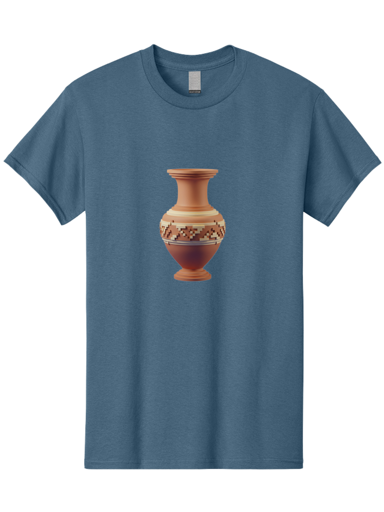 Terracotta-Vase-1 Men'S Graphic Tee, 100% Cotton, Comfortable Casual Summer Wear, Machine Washable, Clay Pot, Terracotta Vase, Decorative Pottery, Traditional Craftsmanship, Earthy Tones, Geometric Patterns, Pixel Art, Creative Expression, Bab526