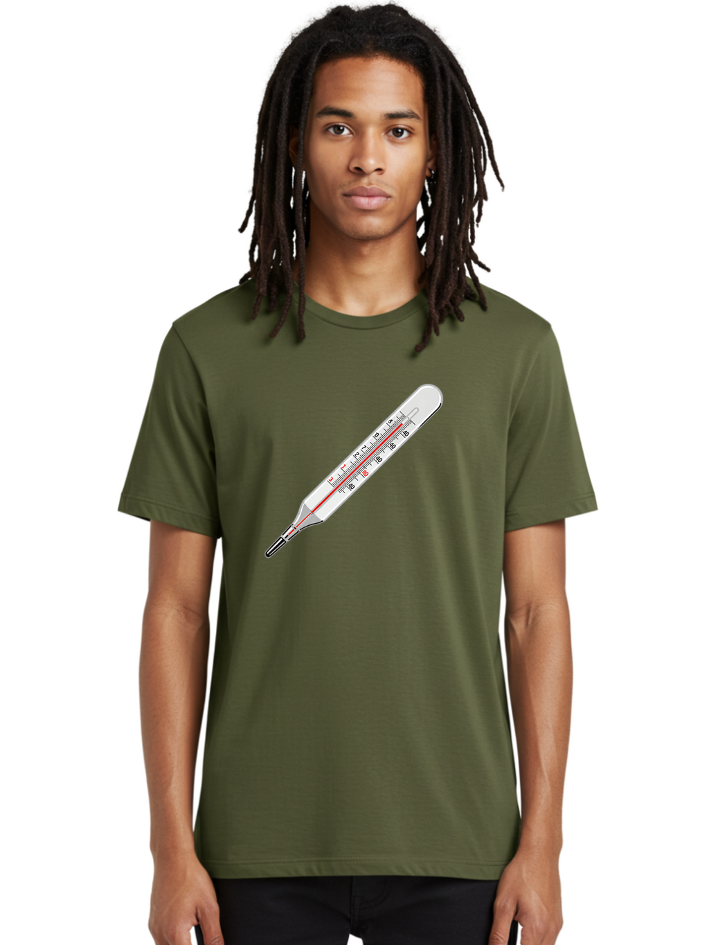Thermometer-38-6 Men'S Graphic Tee, 100% Cotton, Comfortable Casual Summer Wear, Machine Washable, Medical Thermometer, Temperature Measurement, Health Monitoring, Red Mercury Column, Celsius Scale, 39 Degrees, Medical Equipment, Bab530