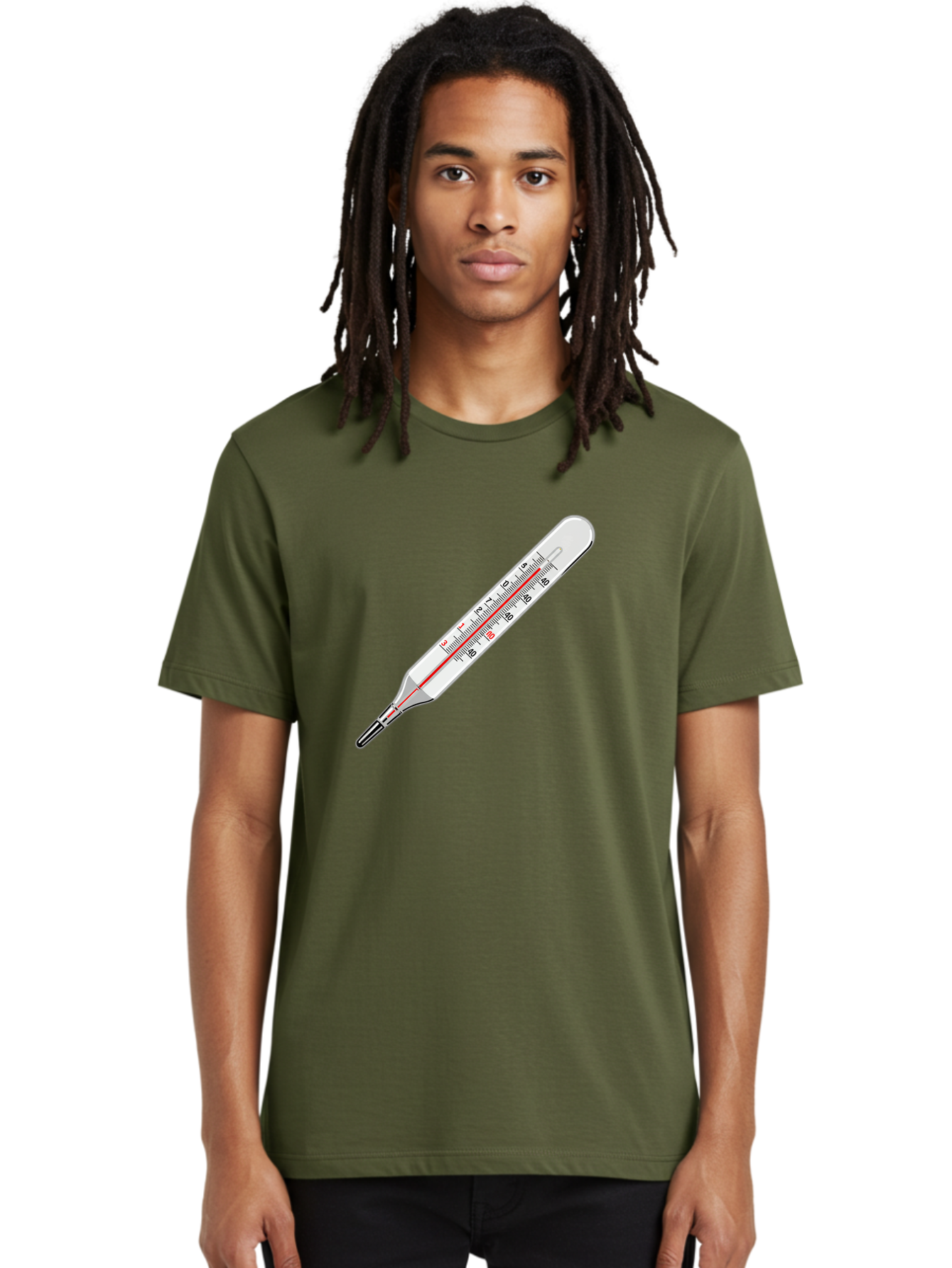 Thermometer-38-6 Men'S Graphic Tee, 100% Cotton, Comfortable Casual Summer Wear, Machine Washable, Medical Thermometer, Temperature Measurement, Health Monitoring, Red Mercury Column, Celsius Scale, 39 Degrees, Medical Equipment, Bab530