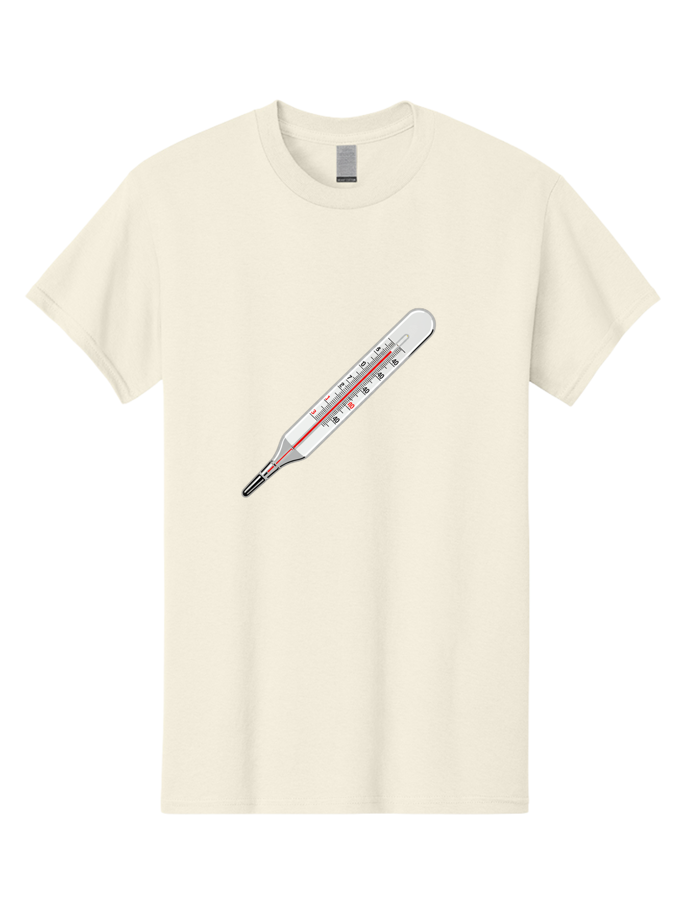 Thermometer-38-6 Men'S Graphic Tee, 100% Cotton, Comfortable Casual Summer Wear, Machine Washable, Medical Thermometer, Temperature Measurement, Health Monitoring, Red Mercury Column, Celsius Scale, 39 Degrees, Medical Equipment, Bab530