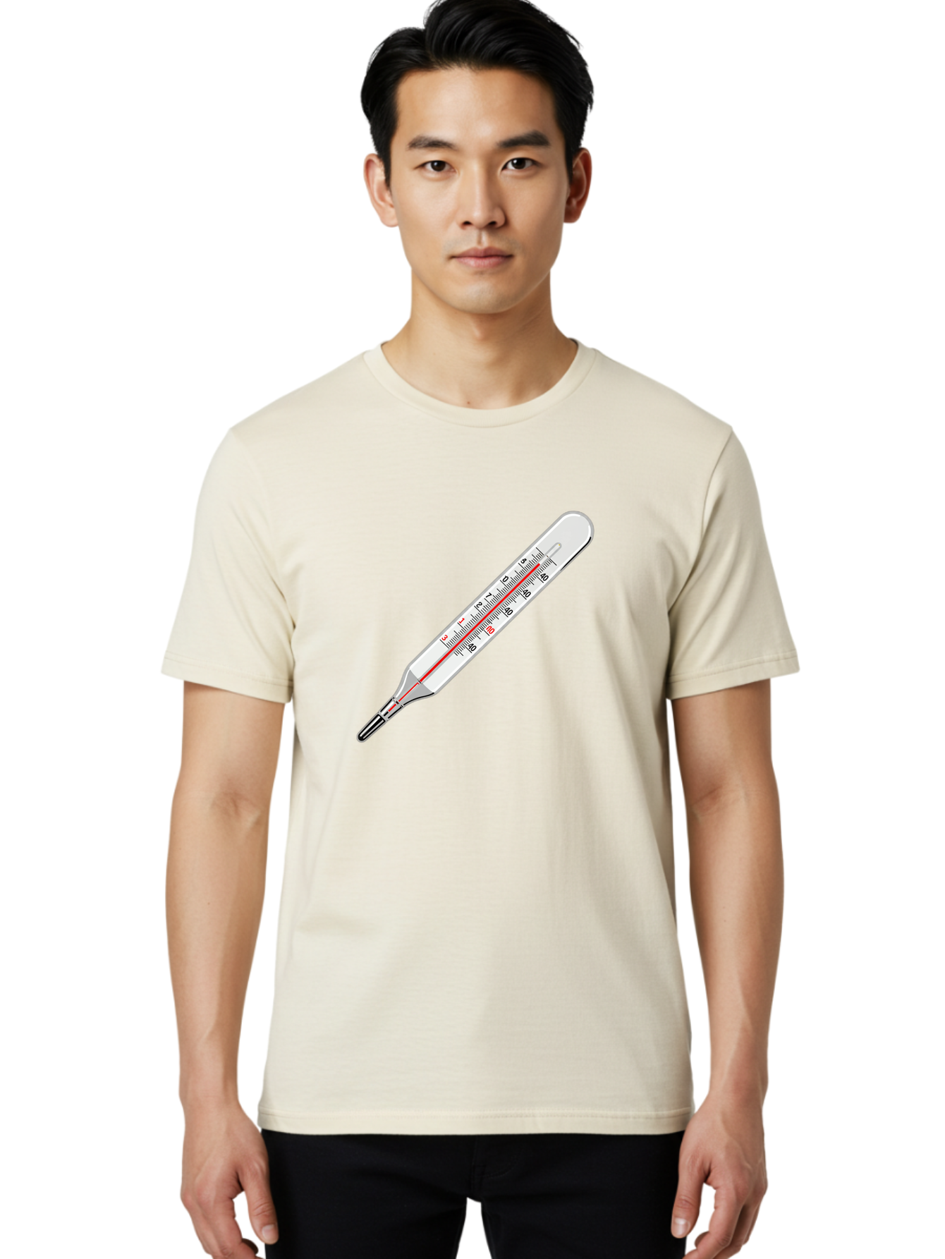 Thermometer-38-6 Men'S Graphic Tee, 100% Cotton, Comfortable Casual Summer Wear, Machine Washable, Medical Thermometer, Temperature Measurement, Health Monitoring, Red Mercury Column, Celsius Scale, 39 Degrees, Medical Equipment, Bab530