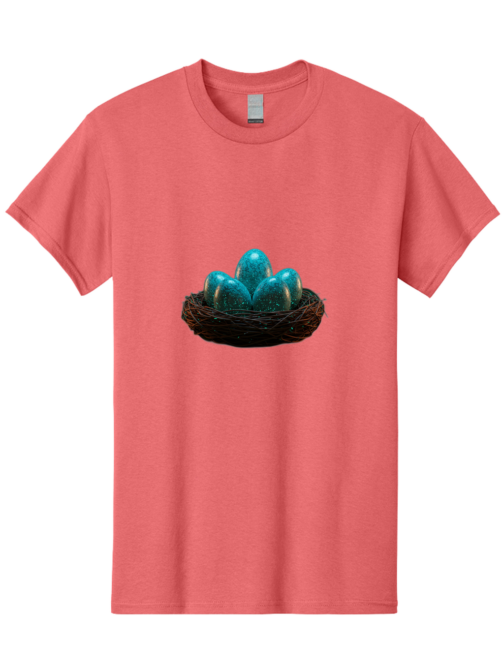 Three-Blue-Eggs-In-A-Nest Men'S Graphic Tee, 100% Cotton, Comfortable Casual Summer Wear, Machine Washable, Blue Eggs, Bird'S Nest, Twig Nest, Speckled Eggs, Shiny Eggs, Natural Elements, Earthy Tones, Symbolic Eggs, Decorative Nest Bab532