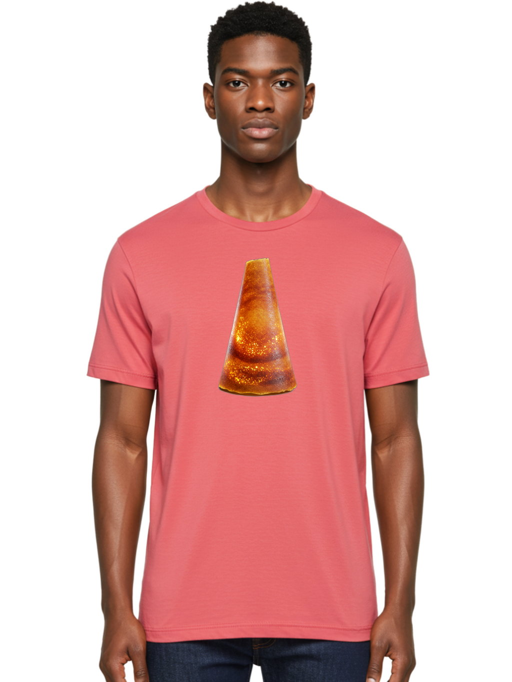 Traffic-Cone Men'S Graphic Tee, 100% Cotton, Comfortable Casual Summer Wear, Machine Washable, Cone-Shaped Object, Brown Color, Smooth Surface, Reflective Spots, Abstract Shape, Modern Design, Unique Texture, Geometric Form Bab542