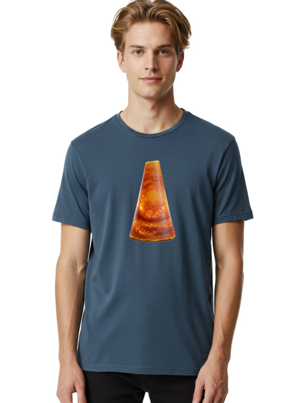 Traffic-Cone Men'S Graphic Tee, 100% Cotton, Comfortable Casual Summer Wear, Machine Washable, Cone-Shaped Object, Brown Color, Smooth Surface, Reflective Spots, Abstract Shape, Modern Design, Unique Texture, Geometric Form Bab542