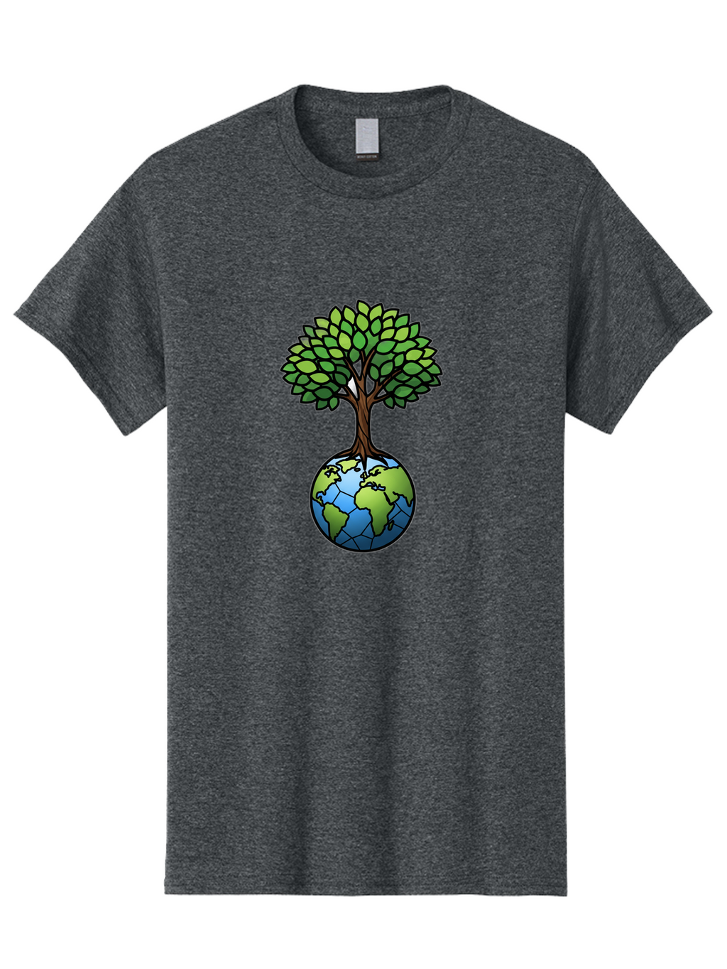 Tree-Growing-On-Globe Men'S Graphic Tee, 100% Cotton, Comfortable Casual Summer Wear, Machine Washable, Tree Growing From The Earth, Eco-Friendly Symbol, Environmental Conservation, Sustainable Living, Global Unity, Nature Preservation, Bab545