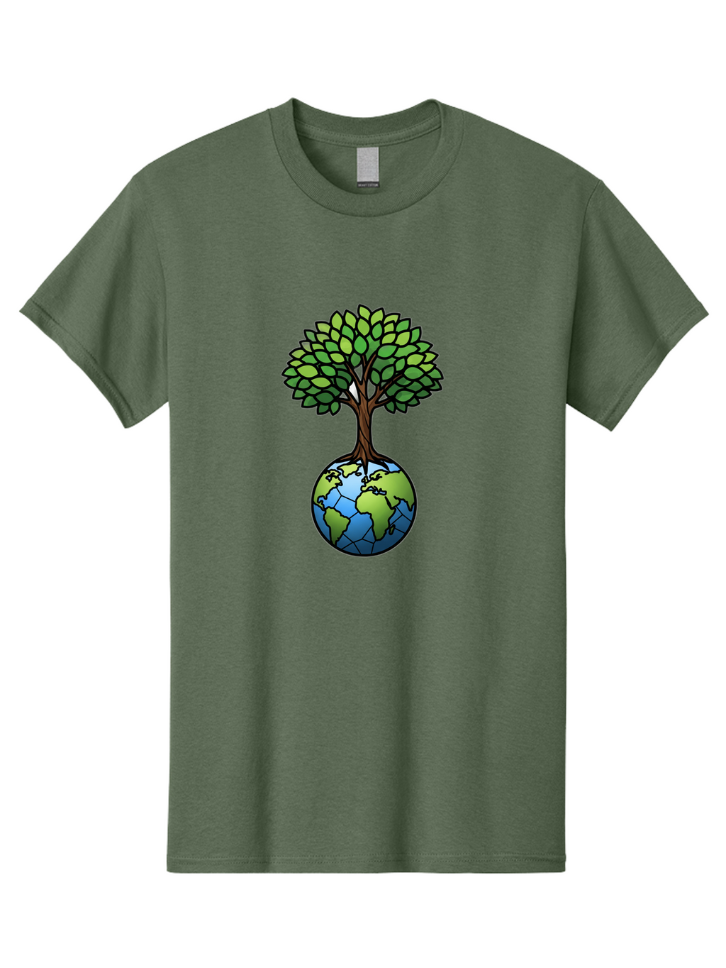 Tree-Growing-On-Globe Men'S Graphic Tee, 100% Cotton, Comfortable Casual Summer Wear, Machine Washable, Tree Growing From The Earth, Eco-Friendly Symbol, Environmental Conservation, Sustainable Living, Global Unity, Nature Preservation, Bab545
