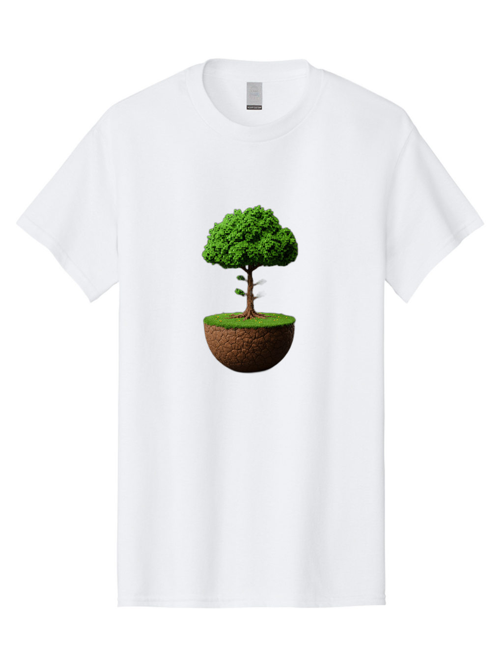 Tree-On-Soil Men'S Graphic Tee, 100% Cotton, Comfortable Casual Summer Wear, Machine Washable, Tree On A Mound Of Soil, Cracked Earth, Lush Foliage, Earthy Tones, 3D Rendering, Digital Art, Environmental Theme, Natural Scenery, Bab549