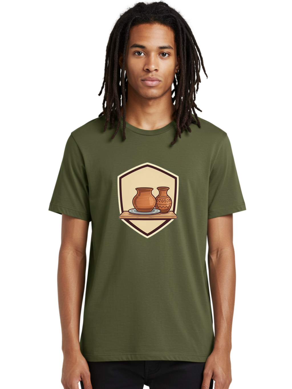 Two-Clay-Pots Men'S Graphic Tee, 100% Cotton, Comfortable Casual Summer Wear, Machine Washable, Clay Pots, Terracotta, Pottery, Decorative Vases, Traditional Crafts, Handcrafted Ceramics, Vintage Decor Bab561