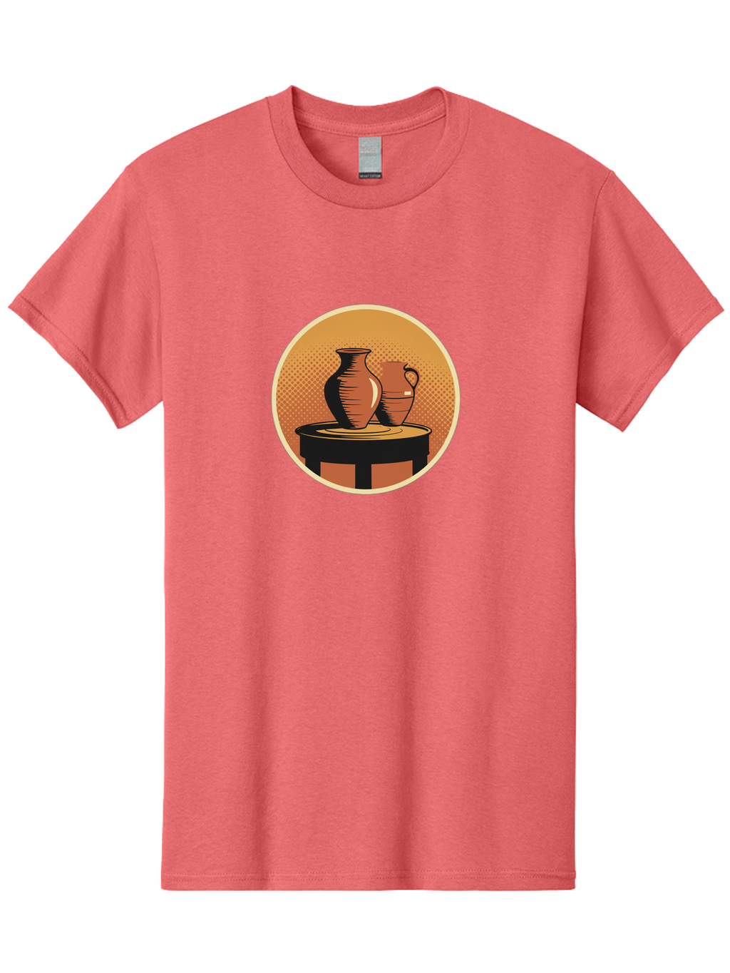 Two-Vases-On-Table Men'S Graphic Tee, 100% Cotton, Comfortable Casual Summer Wear, Machine Washable, Vintage Clay Jugs, Pottery, Ceramic Vases, Traditional Craftsmanship, Warm, Earthy Tones, Rustic, Textured Background, Antique, Classic Decor Bab564