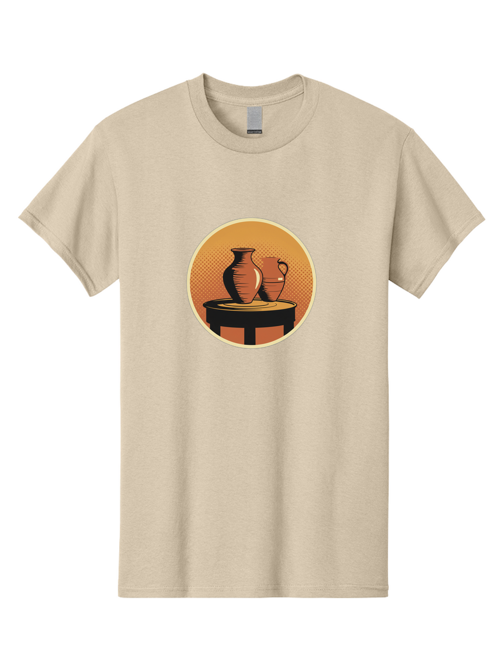 Two-Vases-On-Table Men'S Graphic Tee, 100% Cotton, Comfortable Casual Summer Wear, Machine Washable, Vintage Clay Jugs, Pottery, Ceramic Vases, Traditional Craftsmanship, Warm, Earthy Tones, Rustic, Textured Background, Antique, Classic Decor Bab564