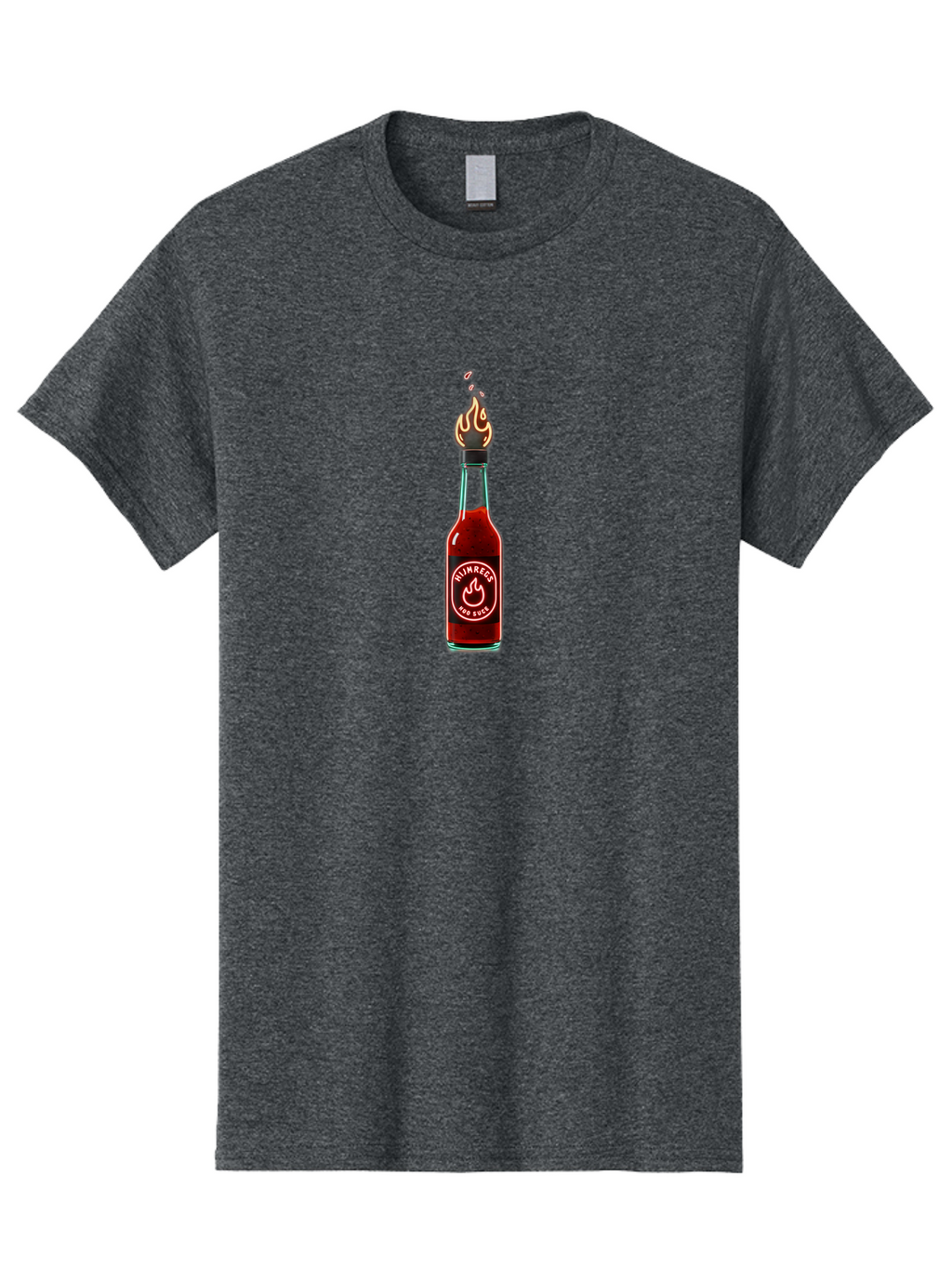 Unimred-Hot-Sauce Men'S Graphic Tee, 100% Cotton, Comfortable Casual Summer Wear, Machine Washable, Hot Sauce Bottle, Spicy Condiment, Ntimred Label, Burning Flame, Fiery Passion, Bold Flavor, Chili Pepper Sauce, Condiment Bottle Bab565