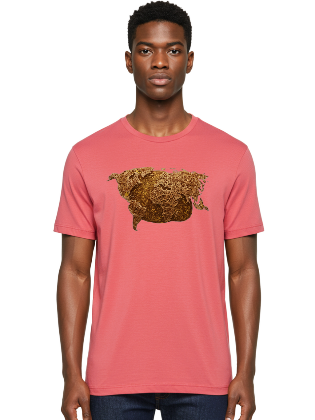 United-States-Map Men'S Graphic Tee, 100% Cotton, Comfortable Casual Summer Wear, Machine Washable, Abstract Map, Usa, Intricate Lines, Earthy Tones, Complex Patterns, Artistic Representation, Geographic Illustration, Detailed Artwork, Bab566