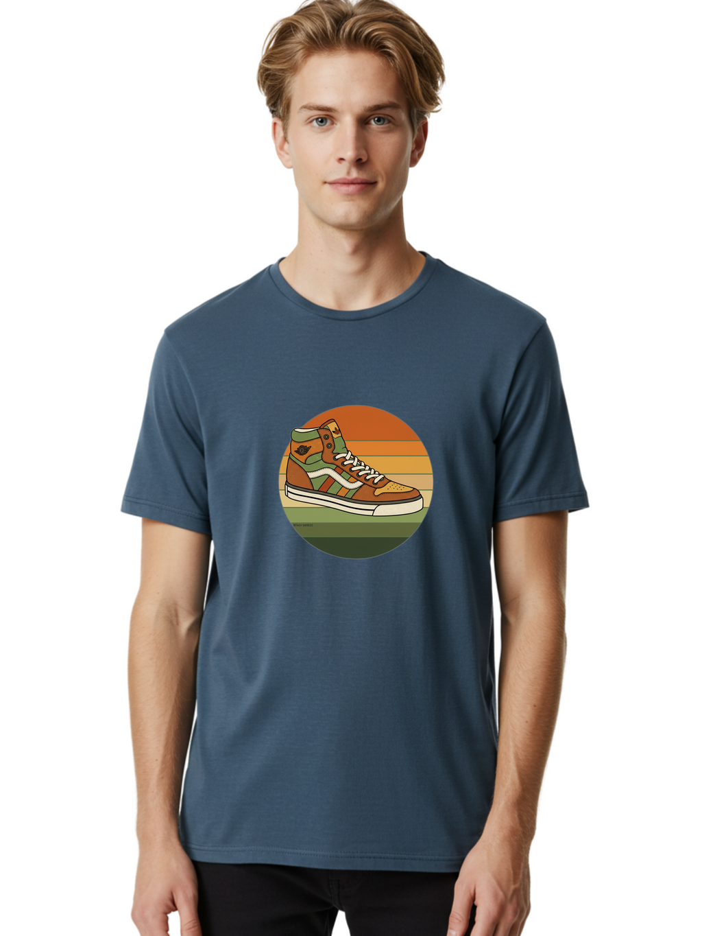 Vans-Shoes Men'S Graphic Tee, 100% Cotton, Comfortable Casual Summer Wear, Machine Washable, Vans Sneaker, Streetwear Fashion, Casual Footwear, Skateboarding Shoes, Green And Brown Color Scheme, High-Top Design, White Laces, Bab567
