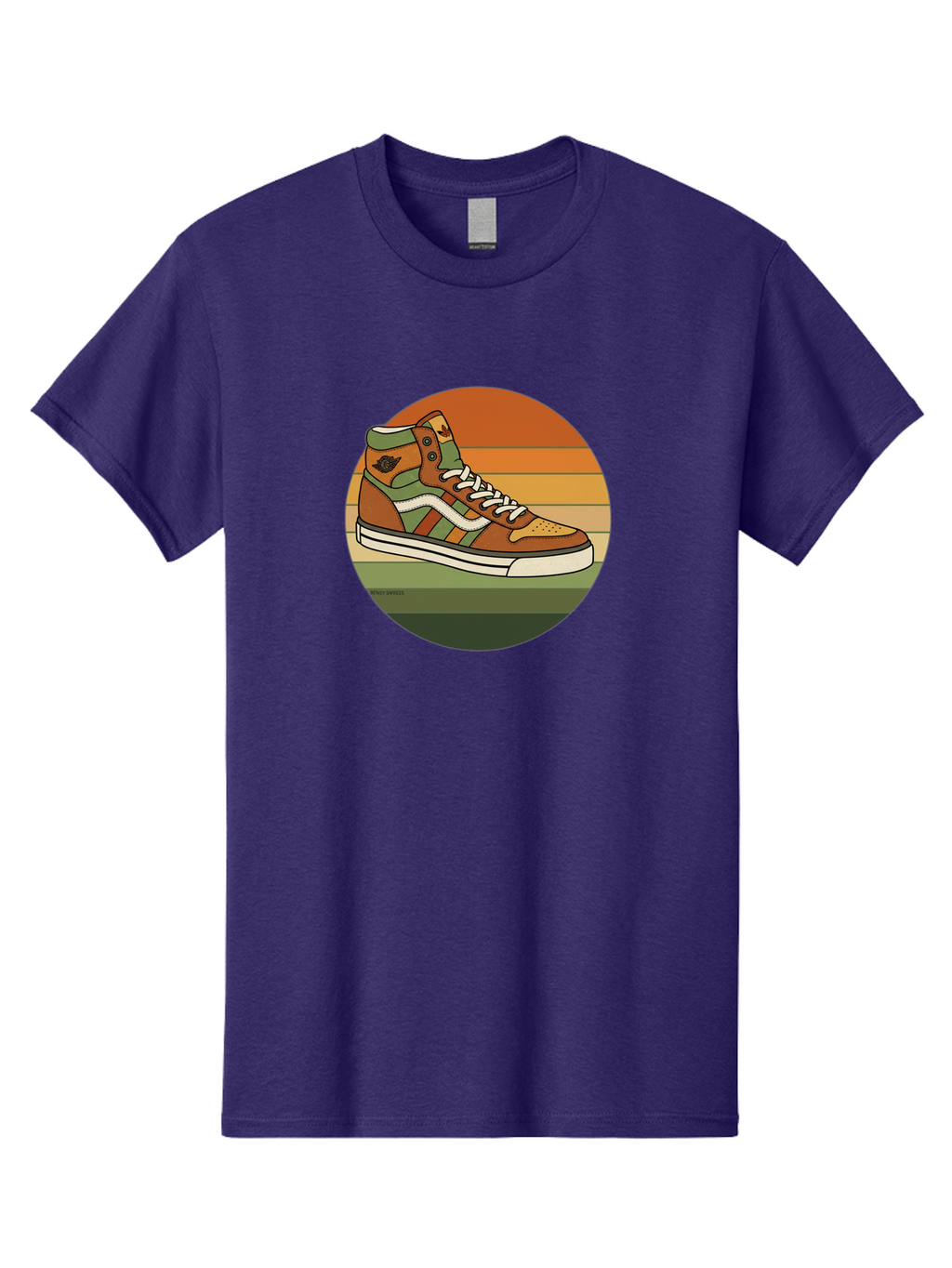 Vans-Shoes Men'S Graphic Tee, 100% Cotton, Comfortable Casual Summer Wear, Machine Washable, Vans Sneaker, Streetwear Fashion, Casual Footwear, Skateboarding Shoes, Green And Brown Color Scheme, High-Top Design, White Laces, Bab567