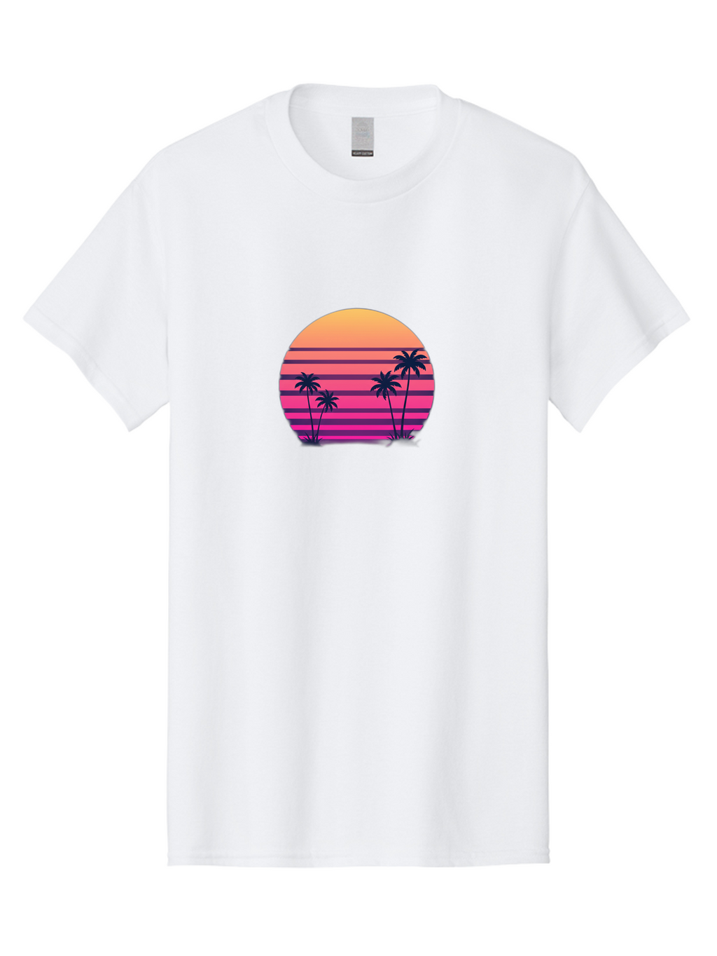 Vaporwave-Sunset Men'S Graphic Tee, 100% Cotton, Comfortable Casual Summer Wear, Machine Washable, Vaporwave Aesthetic, Retro Futurism, Sunset Landscape, Palm Trees, Neon Colors, Synthwave Art, Retro Style, 80S Vibe, Tropical Scenery, Bab568