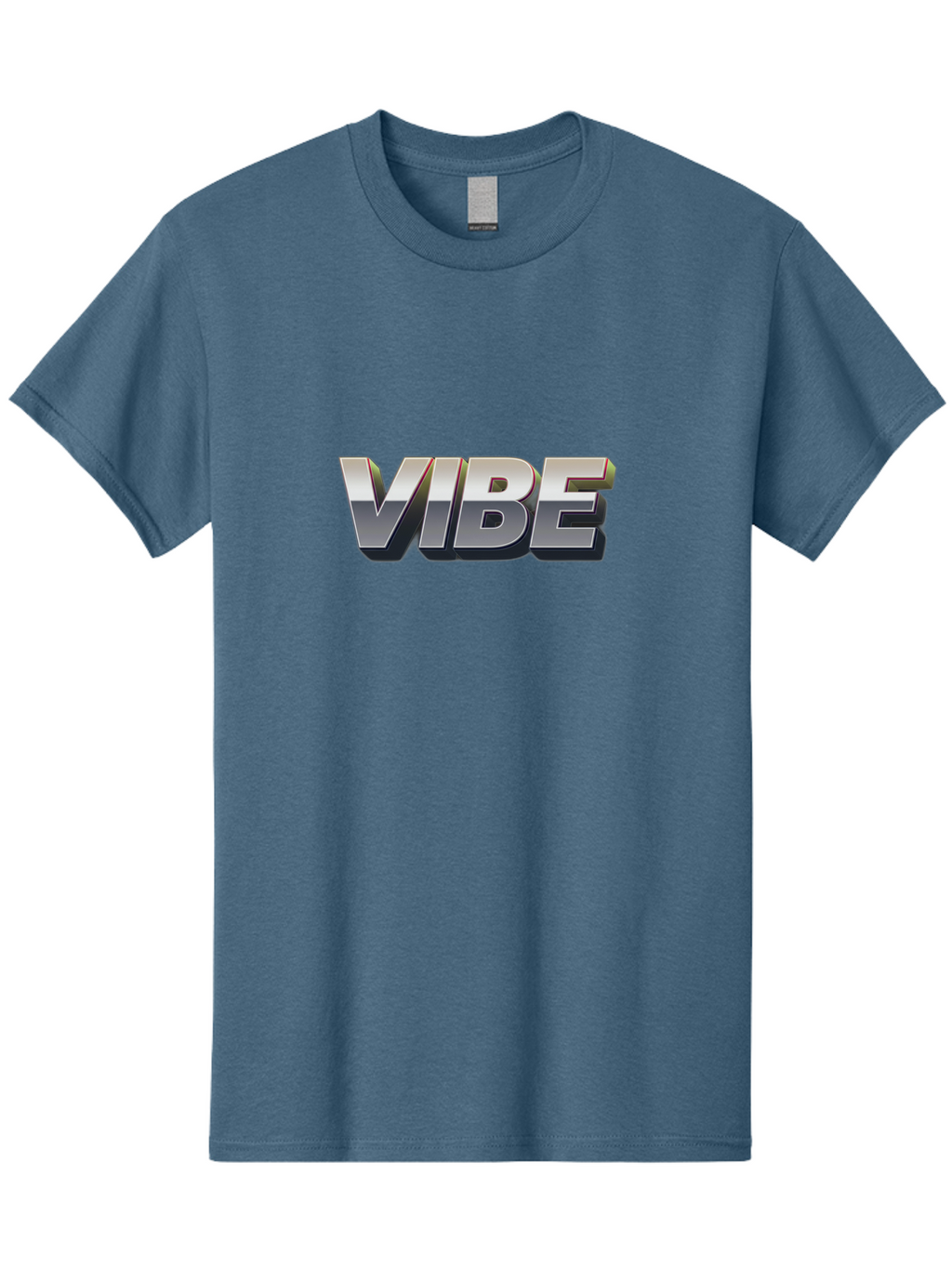 Vibe Men'S Graphic Tee, 100% Cotton, Comfortable Casual Summer Wear, Machine Washable, Vibe, Silver Text, Modern Font, Bold Typography, Sleek Design, Futuristic Style, Trendy Aesthetic, Contemporary Graphics, 3D Effect, Metallic Finish Bab571