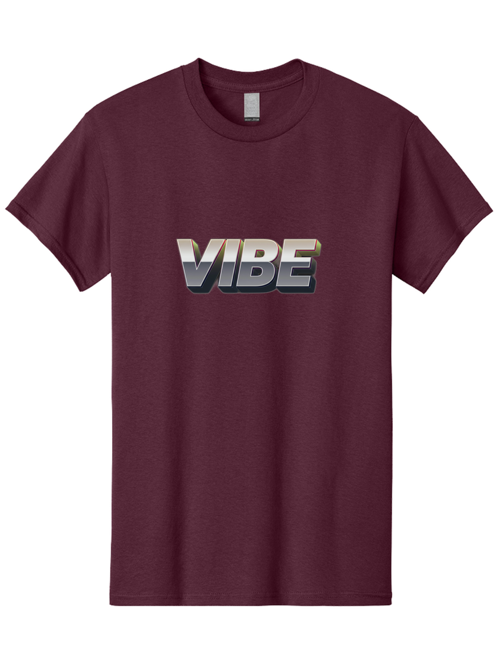 Vibe Men'S Graphic Tee, 100% Cotton, Comfortable Casual Summer Wear, Machine Washable, Vibe, Silver Text, Modern Font, Bold Typography, Sleek Design, Futuristic Style, Trendy Aesthetic, Contemporary Graphics, 3D Effect, Metallic Finish Bab571